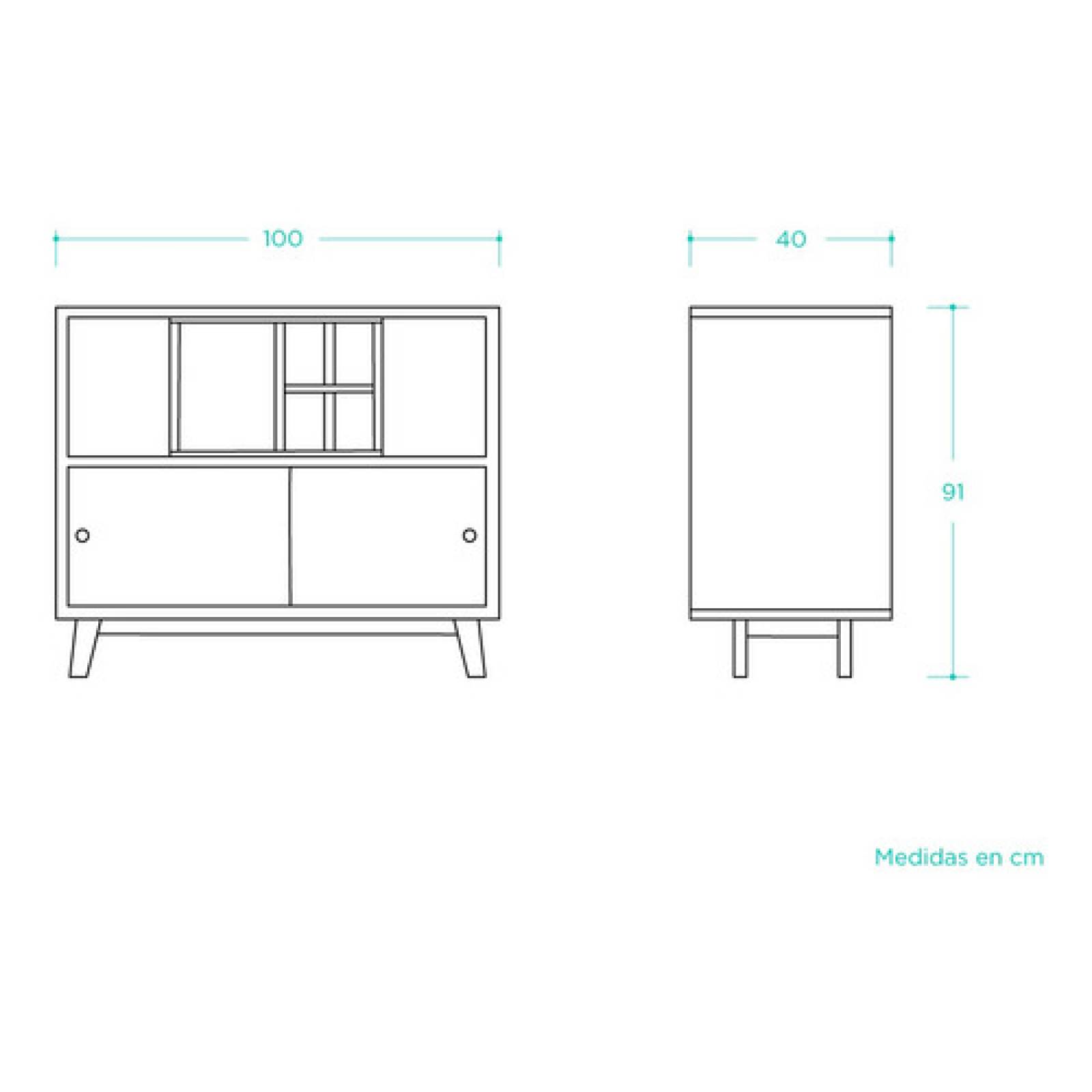 Credenza Bar Gaia Evo Madera Nogal Botellas Moderno Gris