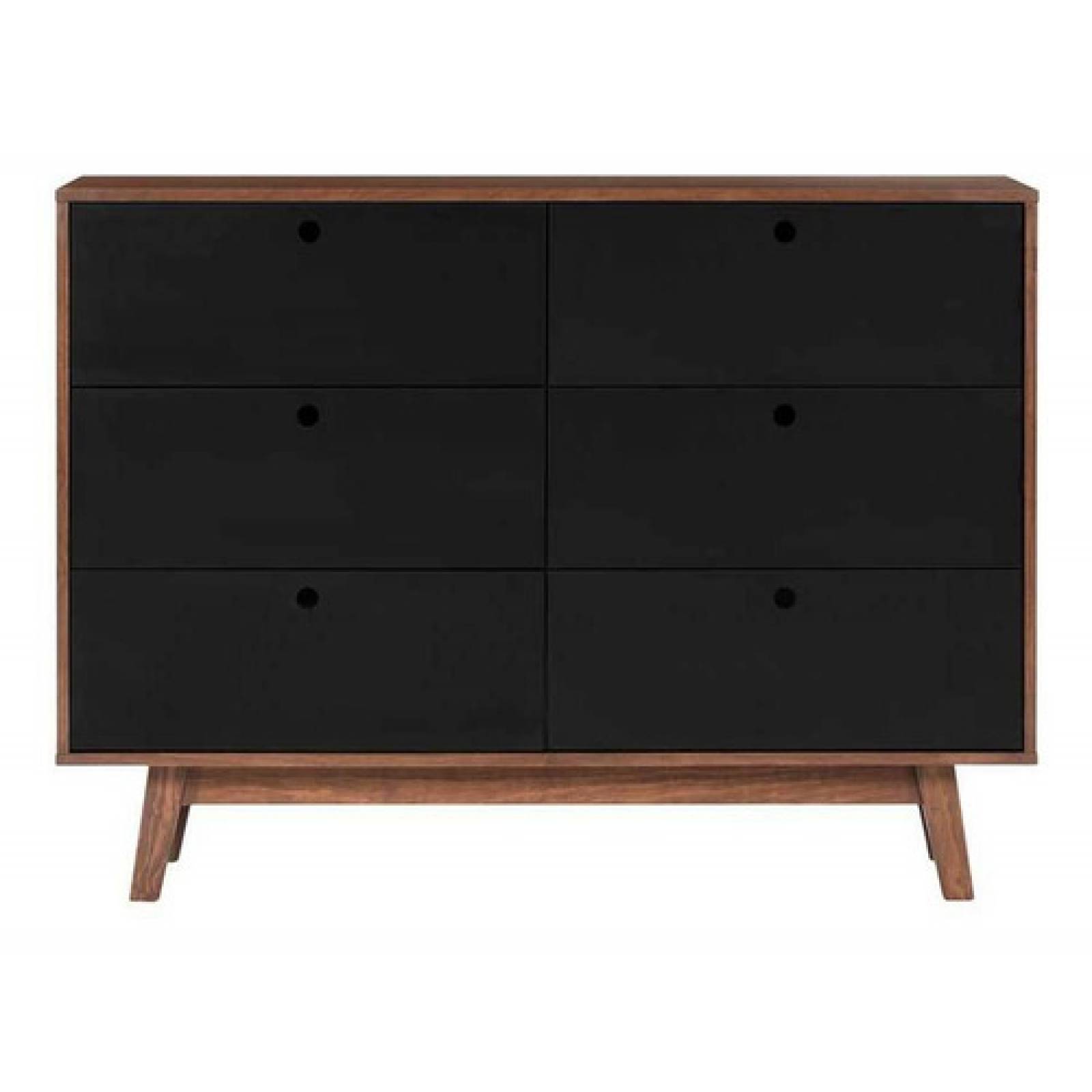 Comoda Cajonera Gaia Evo Madera Nogal 6 Cajones Negro