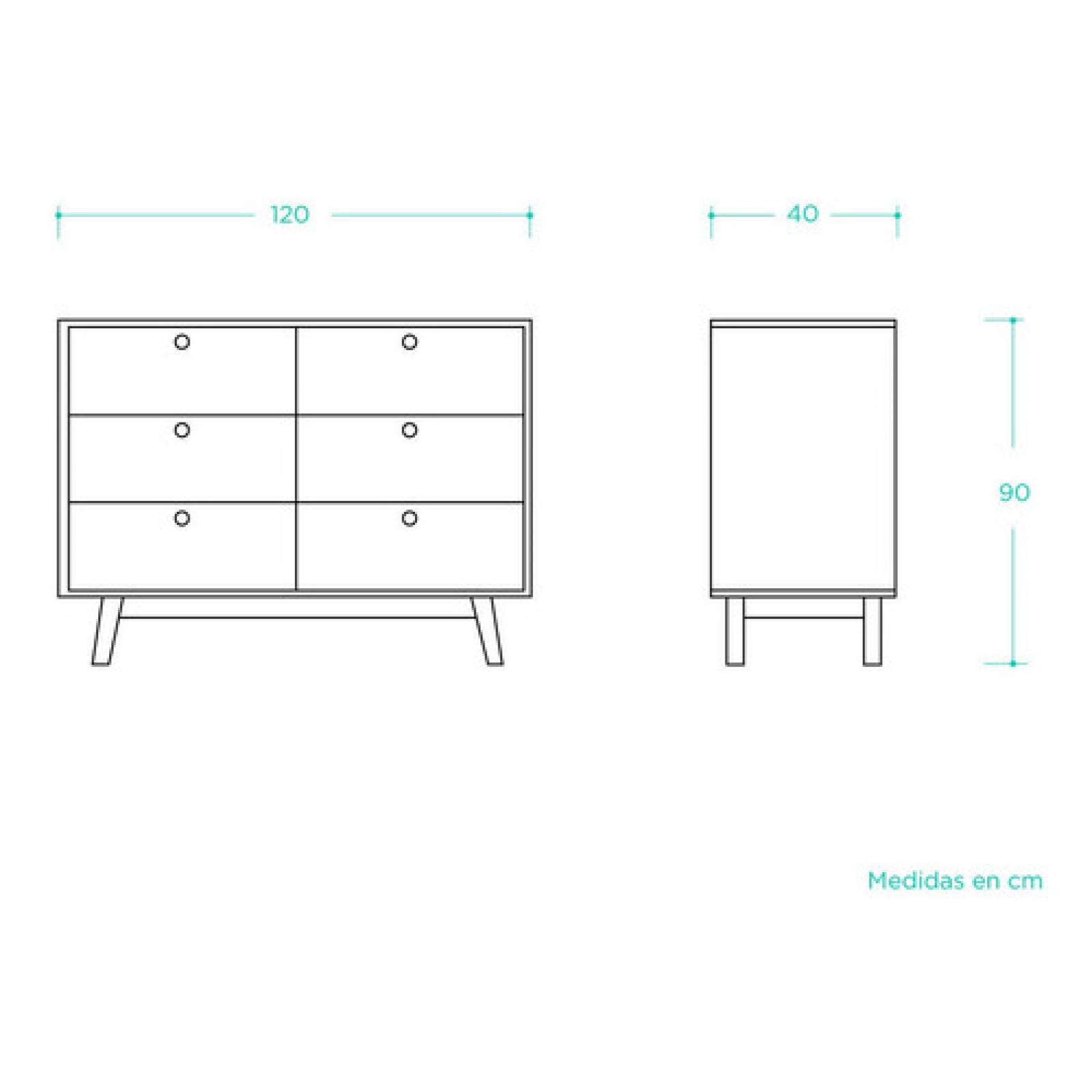 Comoda Cajonera Gaia Evo Madera Nogal 6 Cajones Negro