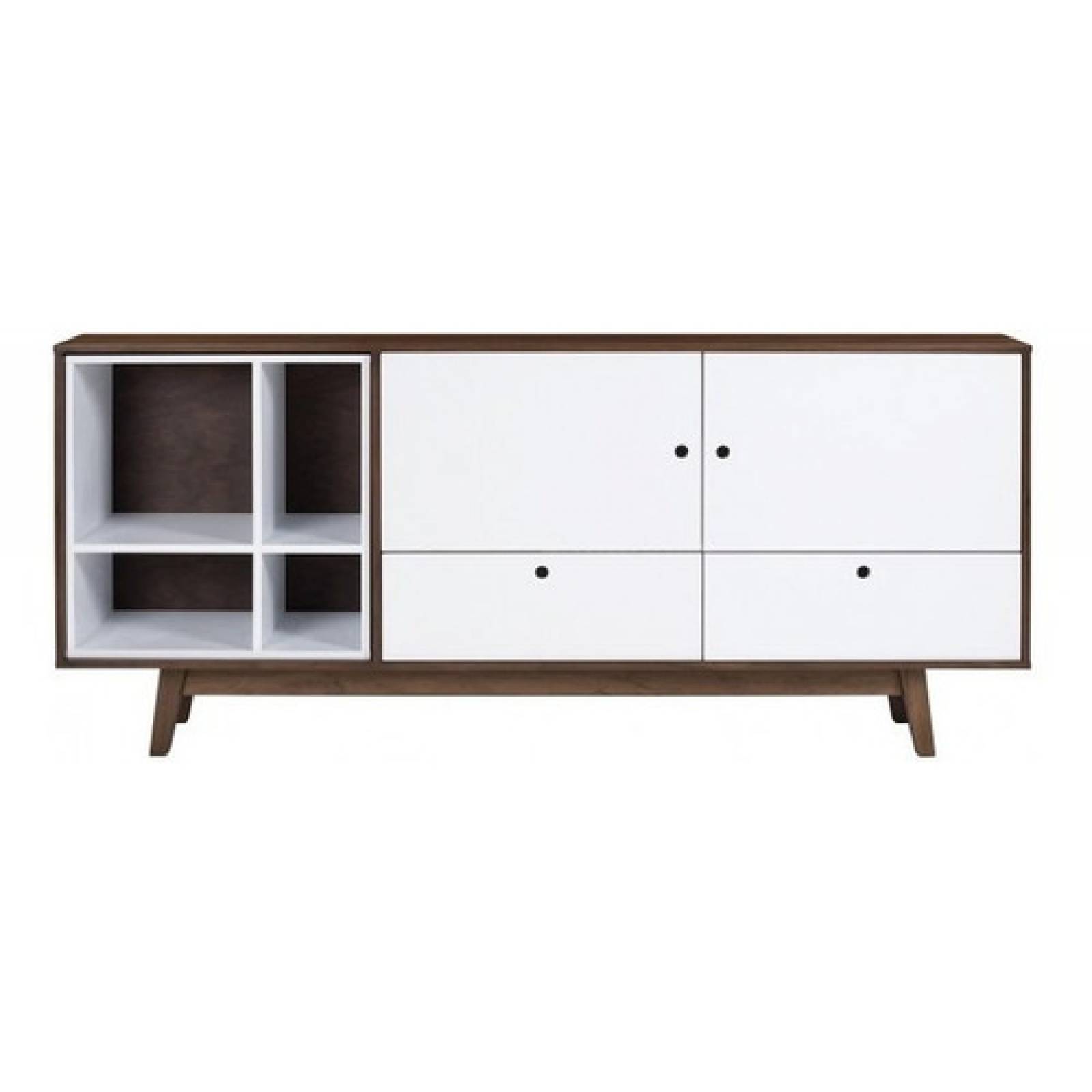 Credenza Comedor Gaia Evo Madera Nogal Minimalista Blanco