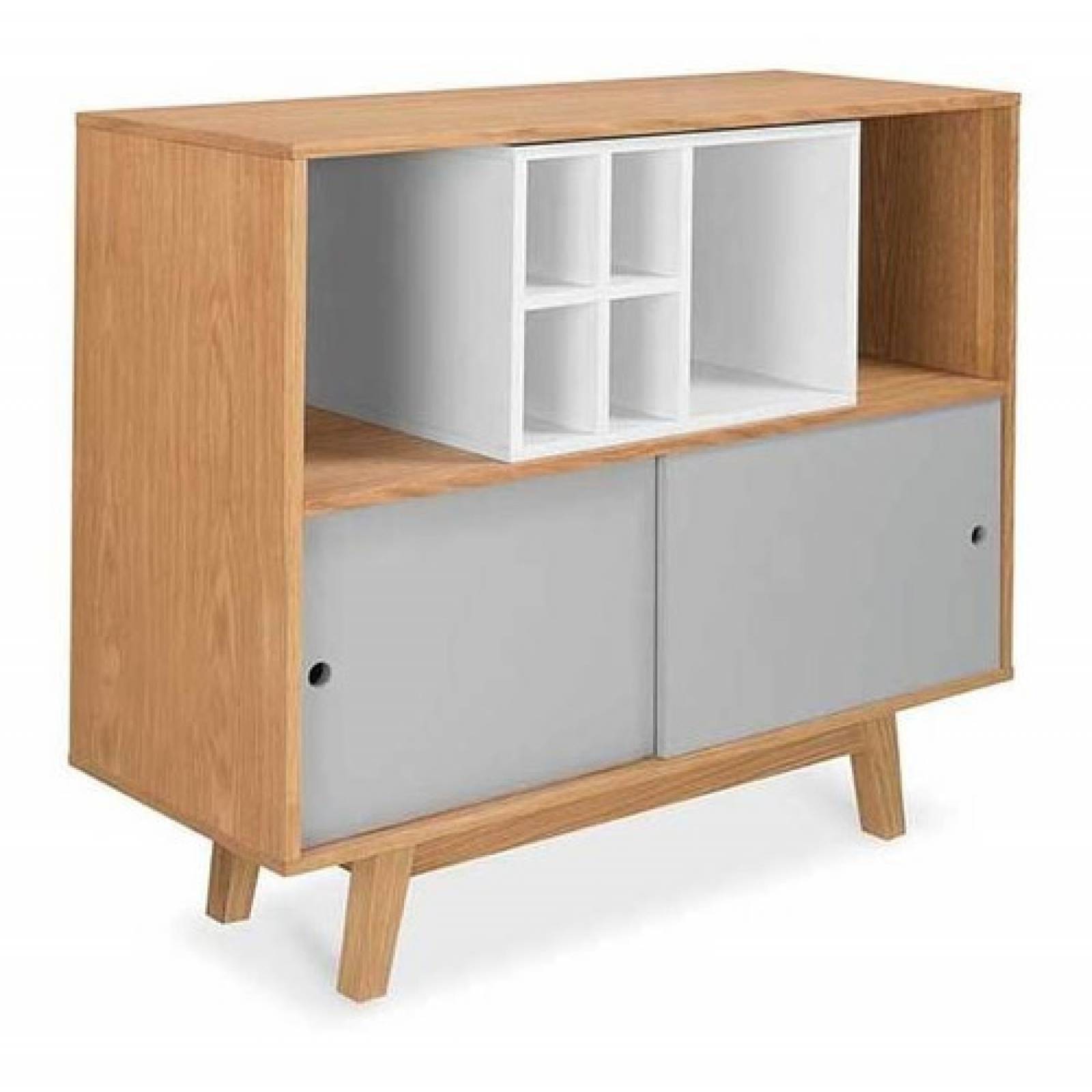 Credenza Bar Gaia Evo Madera Guarda Botellas Moderno Gris