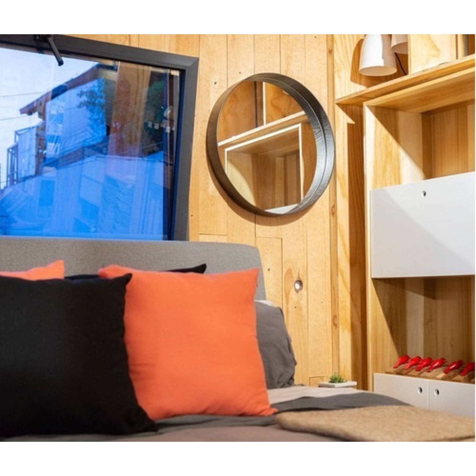 Espejo Decorativo Gaia Evo Redondo Madera Pared Chocolate