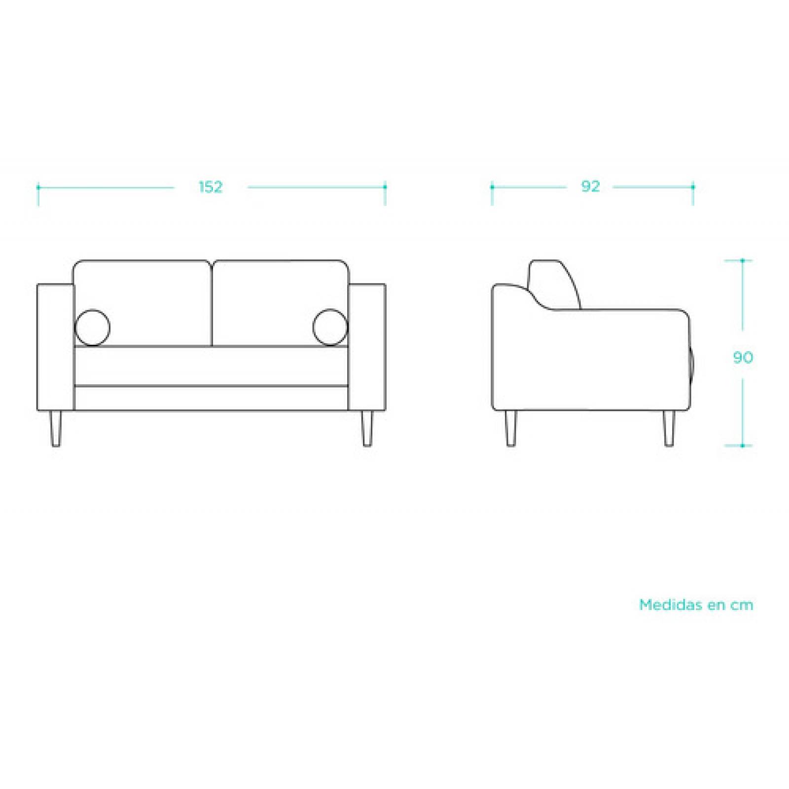 Sofa Gaia Landero Sala 2 Cuerpos Lounge Moderno Gris Oscuro