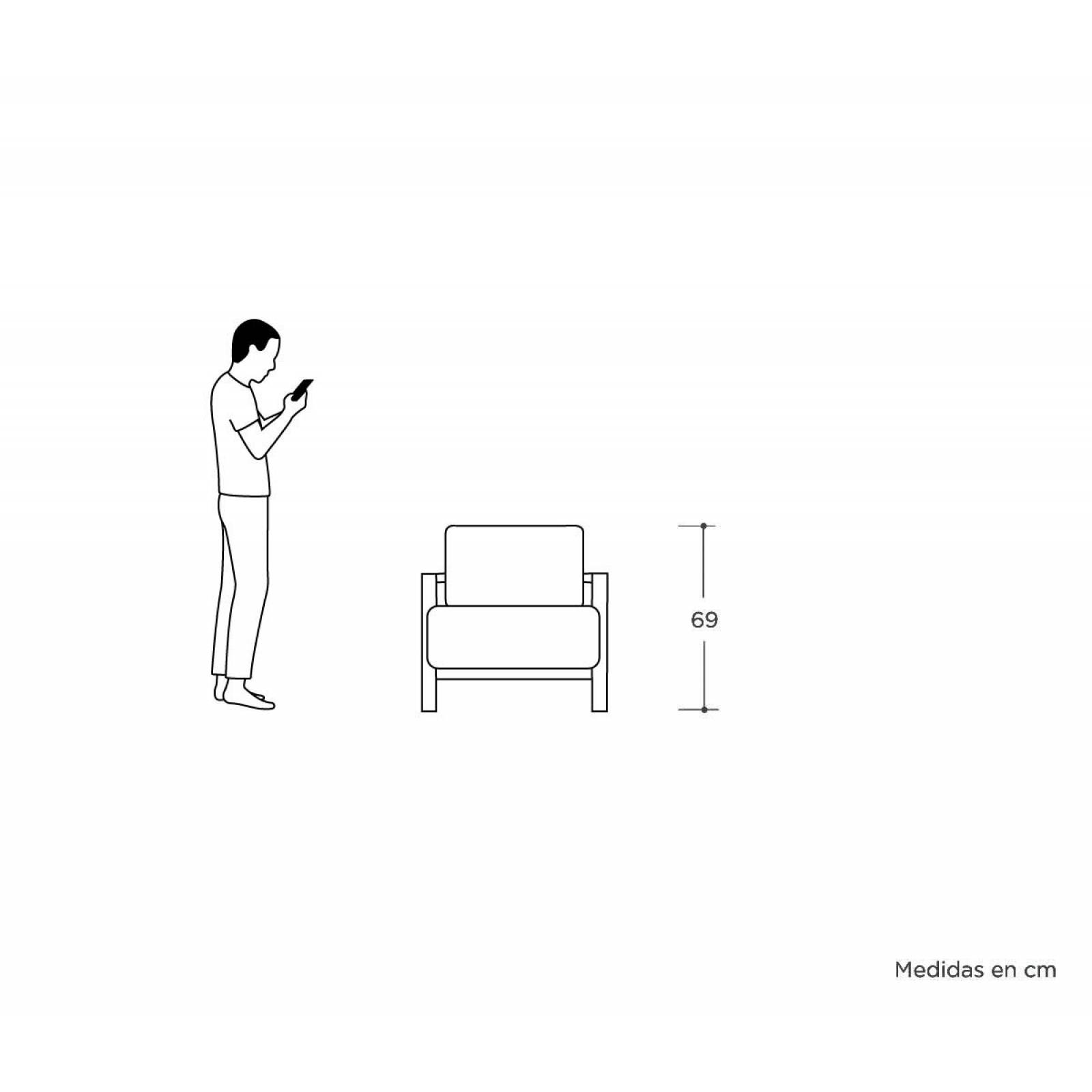 Sillón Duo encino   Azul claro