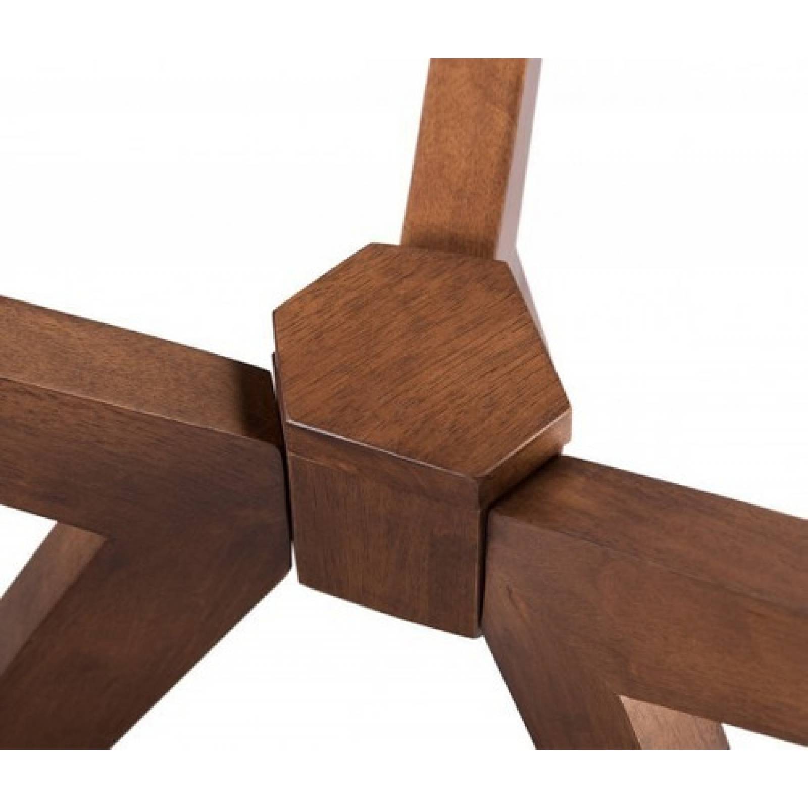 Mesa De Comedor Gaia Tulum De Vidrio Base Madera Nogal