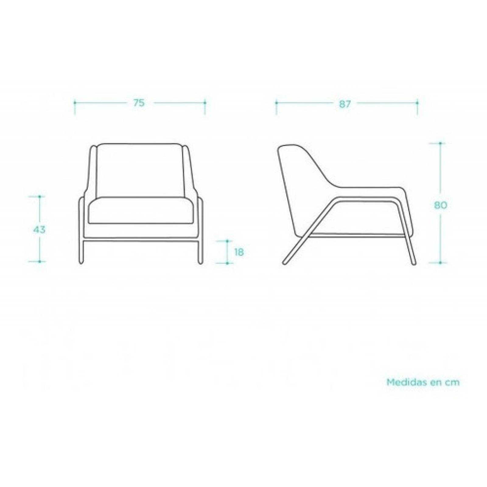 Sillon Gaia Tuxama Lounge Minimalista Moderno Gris Oxford