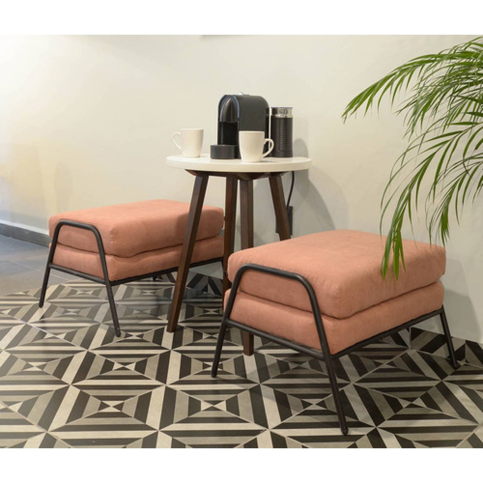 Taburete Gaia Tuxama Lounge Moderno Minimalista Rosa Cenizo