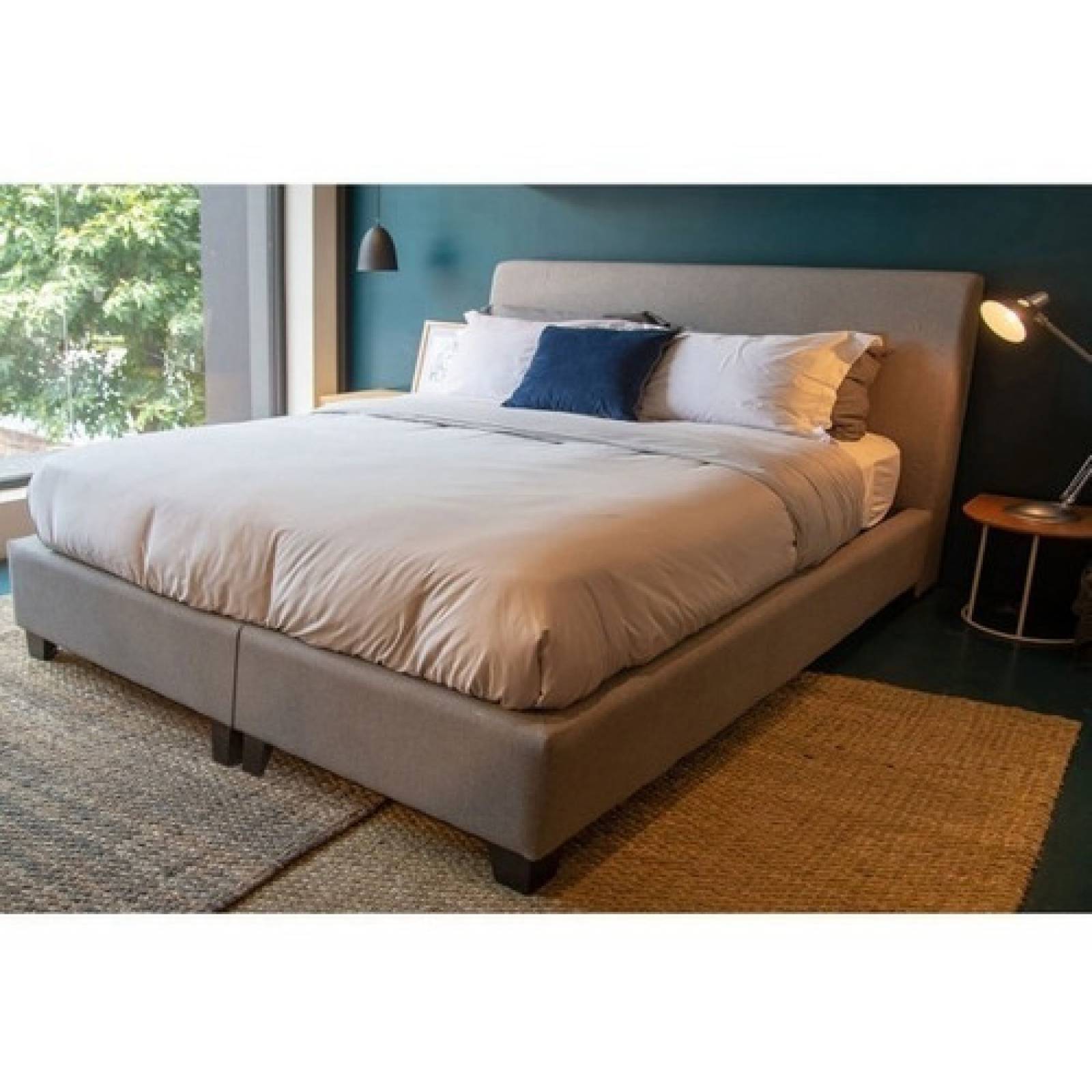 Base De Cama Gaia Marquelia King Size Box Tapizada Gris