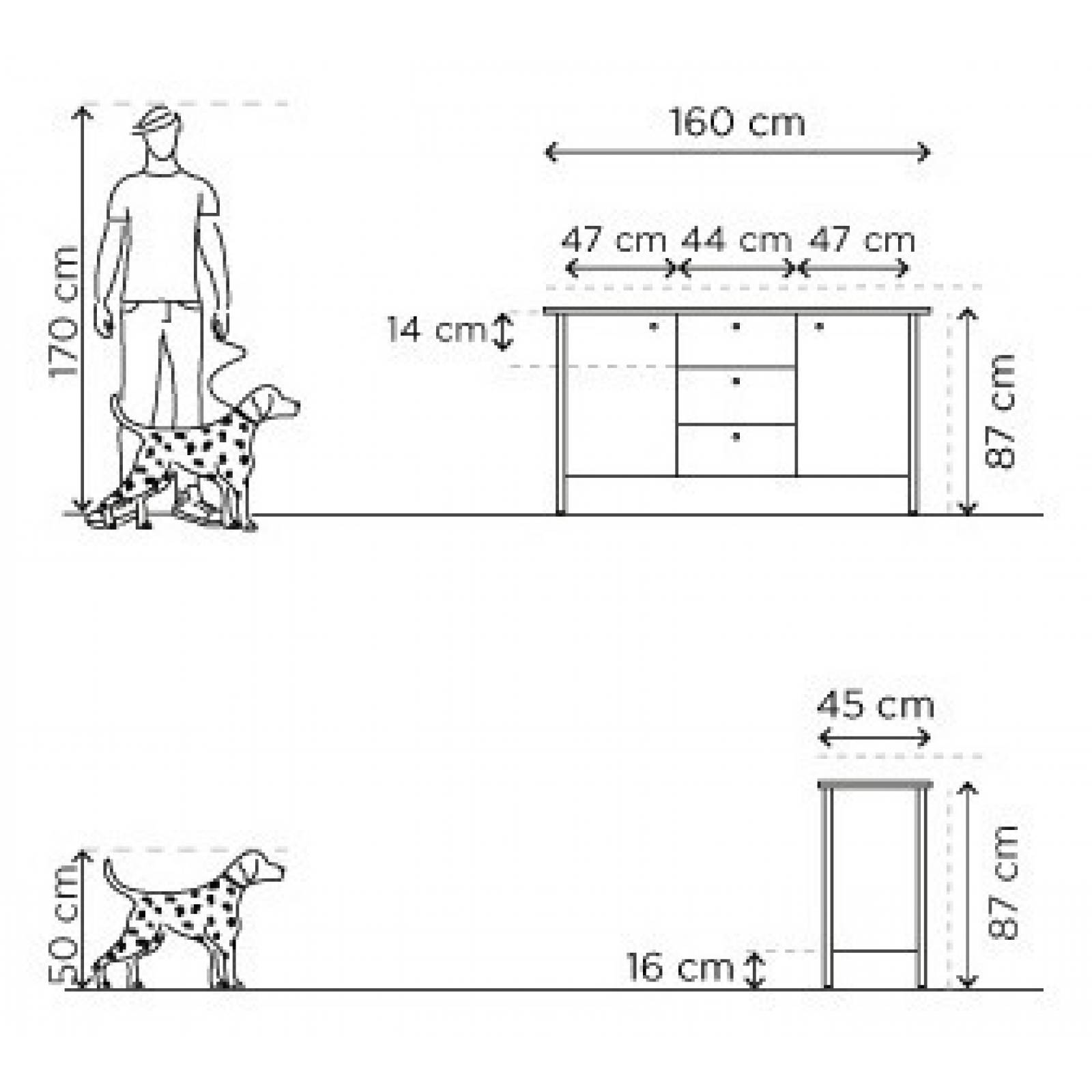 Credenza Comedor Gaia Santo Domingo Vintage Gris