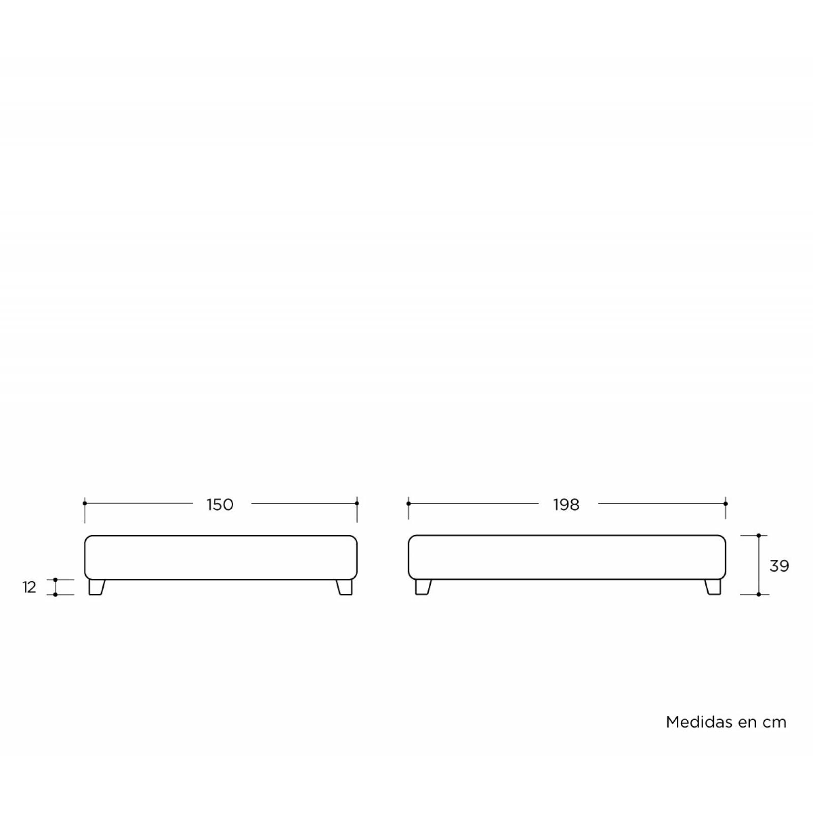 Base de cama matrimonial Alva   Gris claro