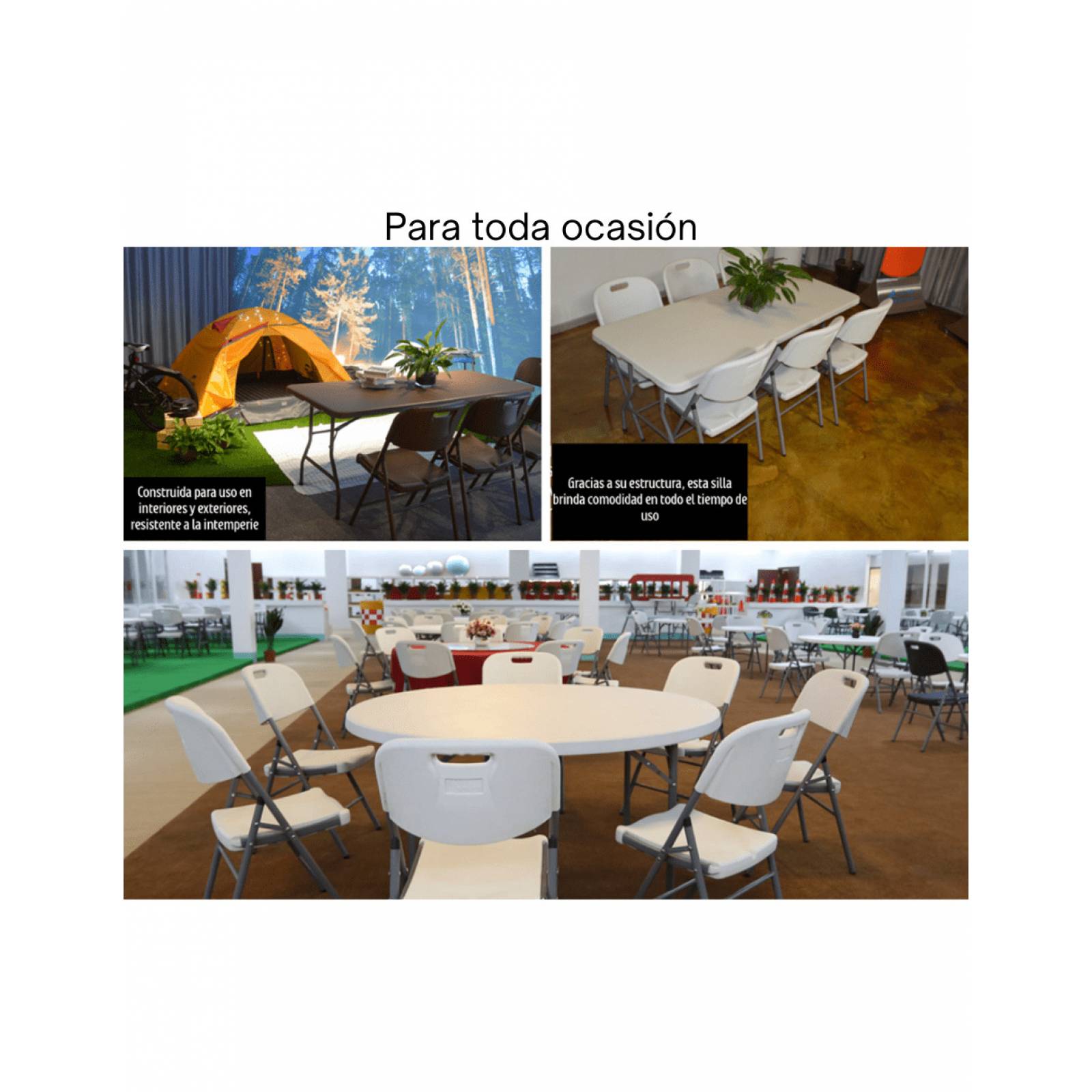 Silla Plegable Uso Rudo 150kg Max Fiesta Weik Tornit Blanco