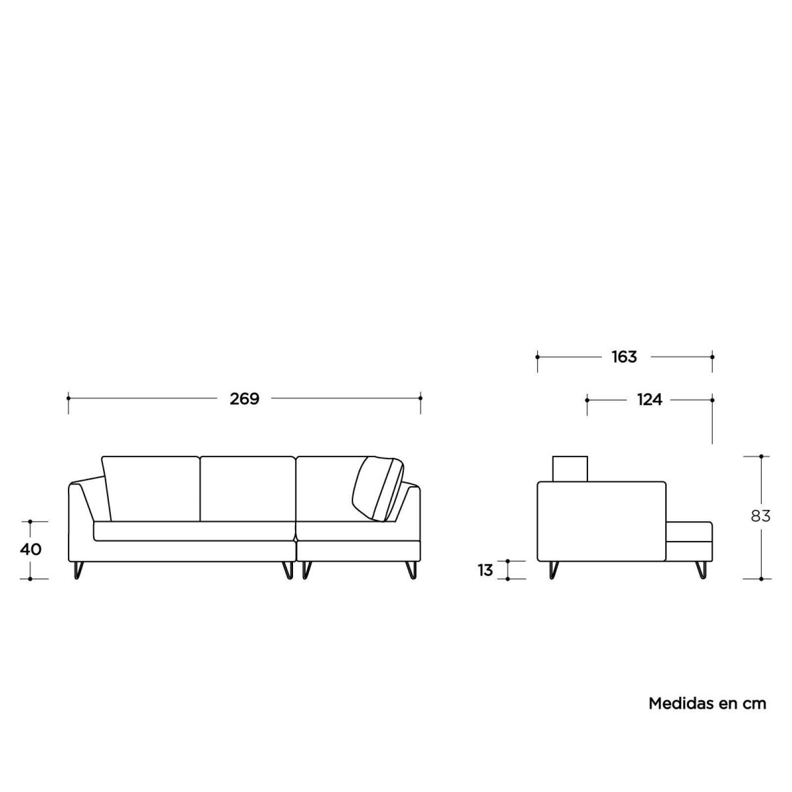 Sala esquinera derecha Yoco pata negra   Taupe