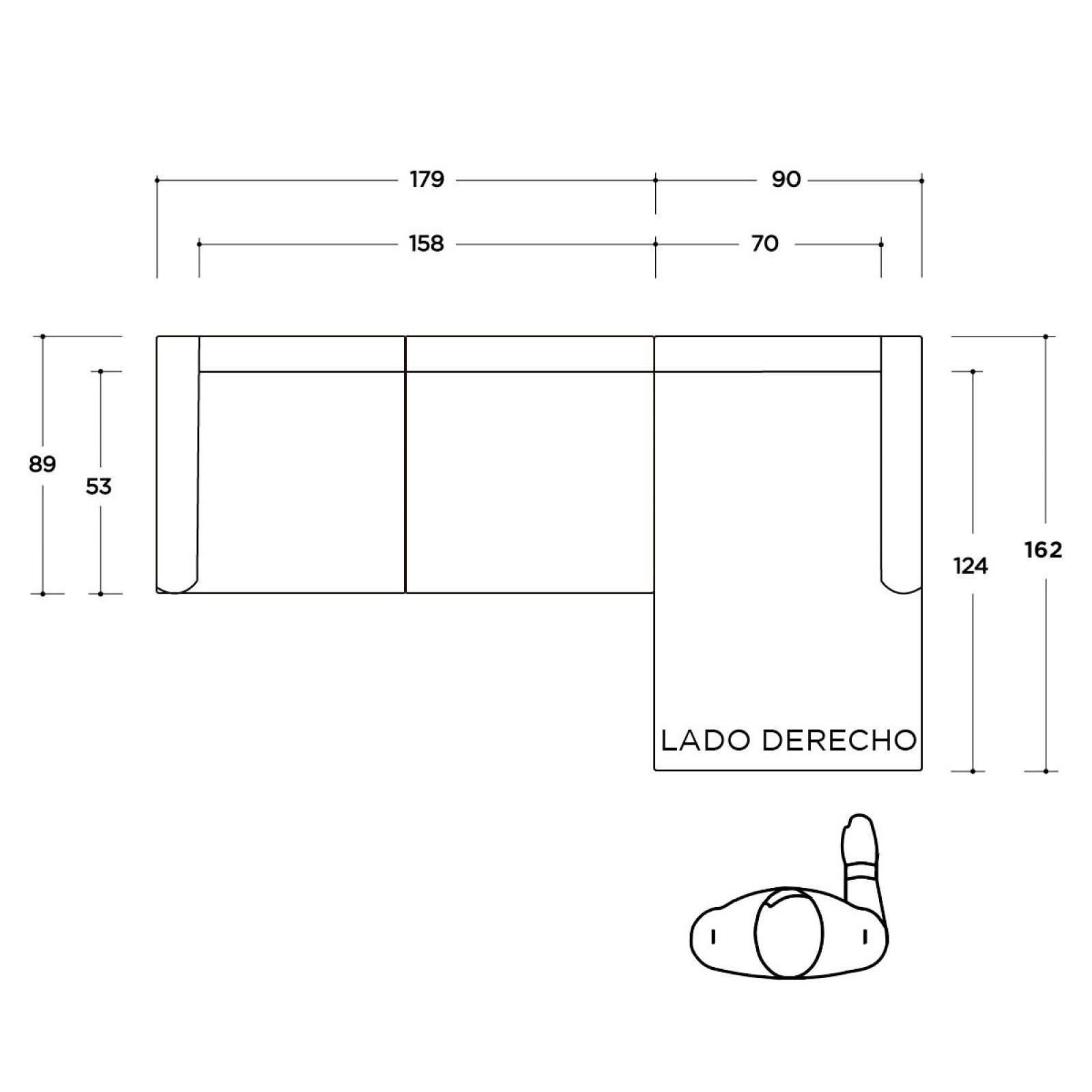 Sala esquinera derecha Yoco pata negra   Taupe