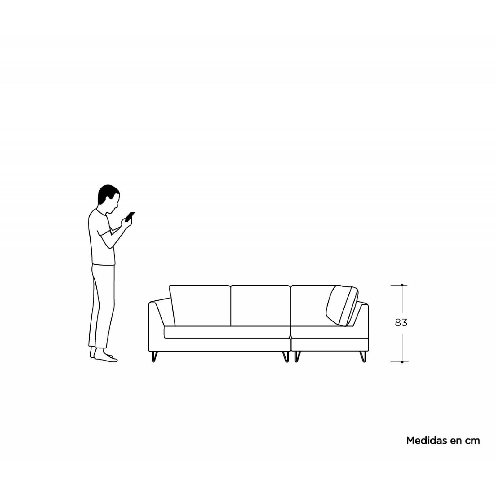 Sala esquinera derecha Yoco pata negra   Taupe