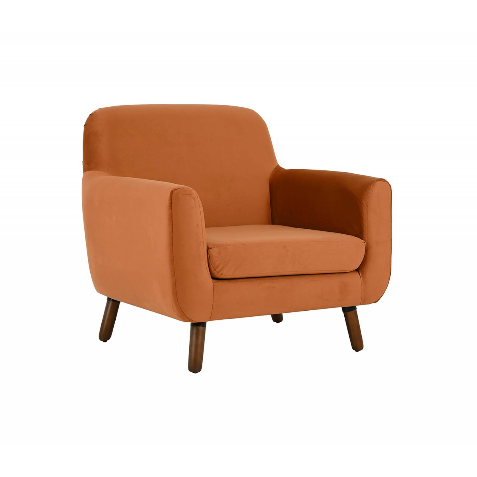Sillón Jitotol terciopelo pata Nogal   Naranja