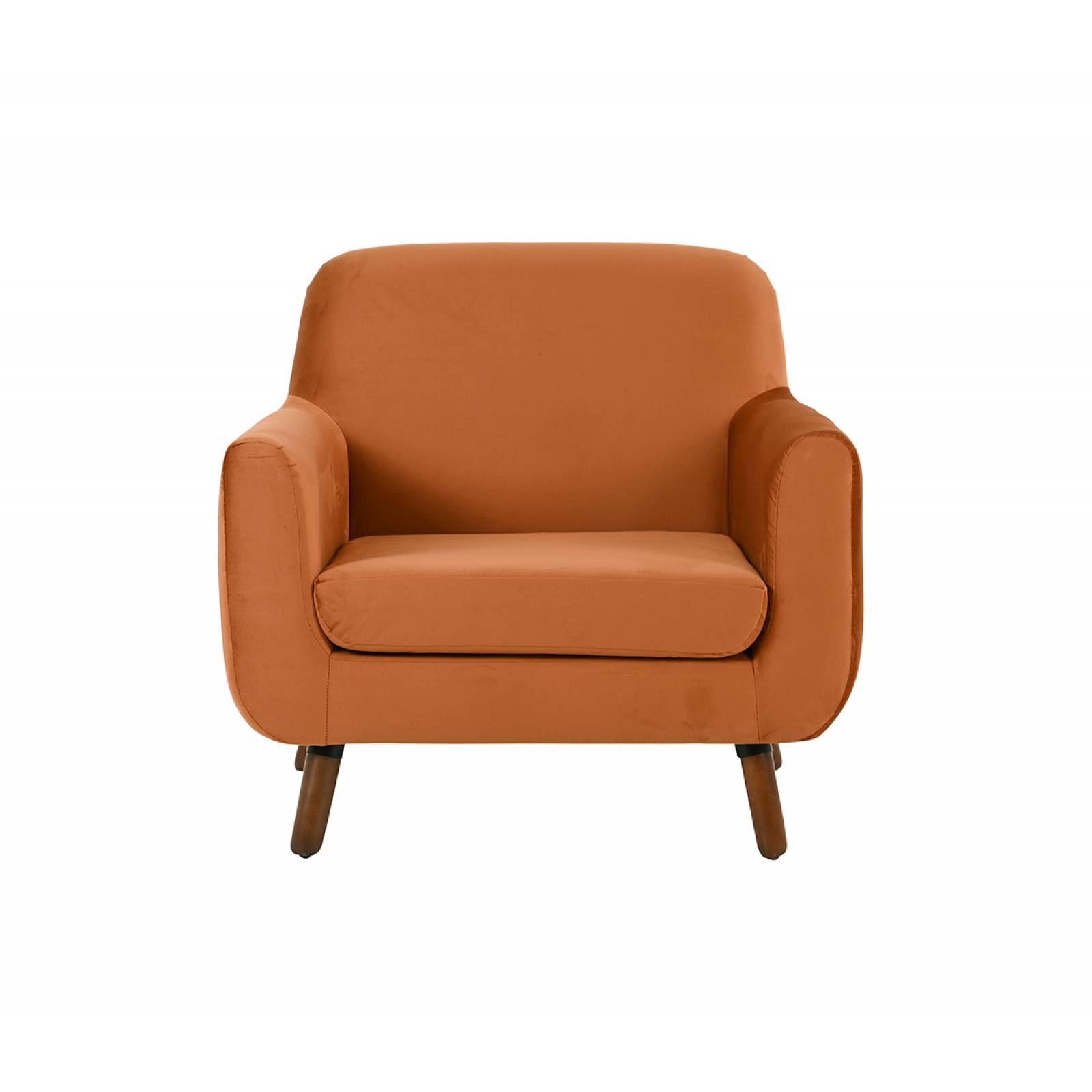 Sillón Jitotol terciopelo pata Nogal   Naranja