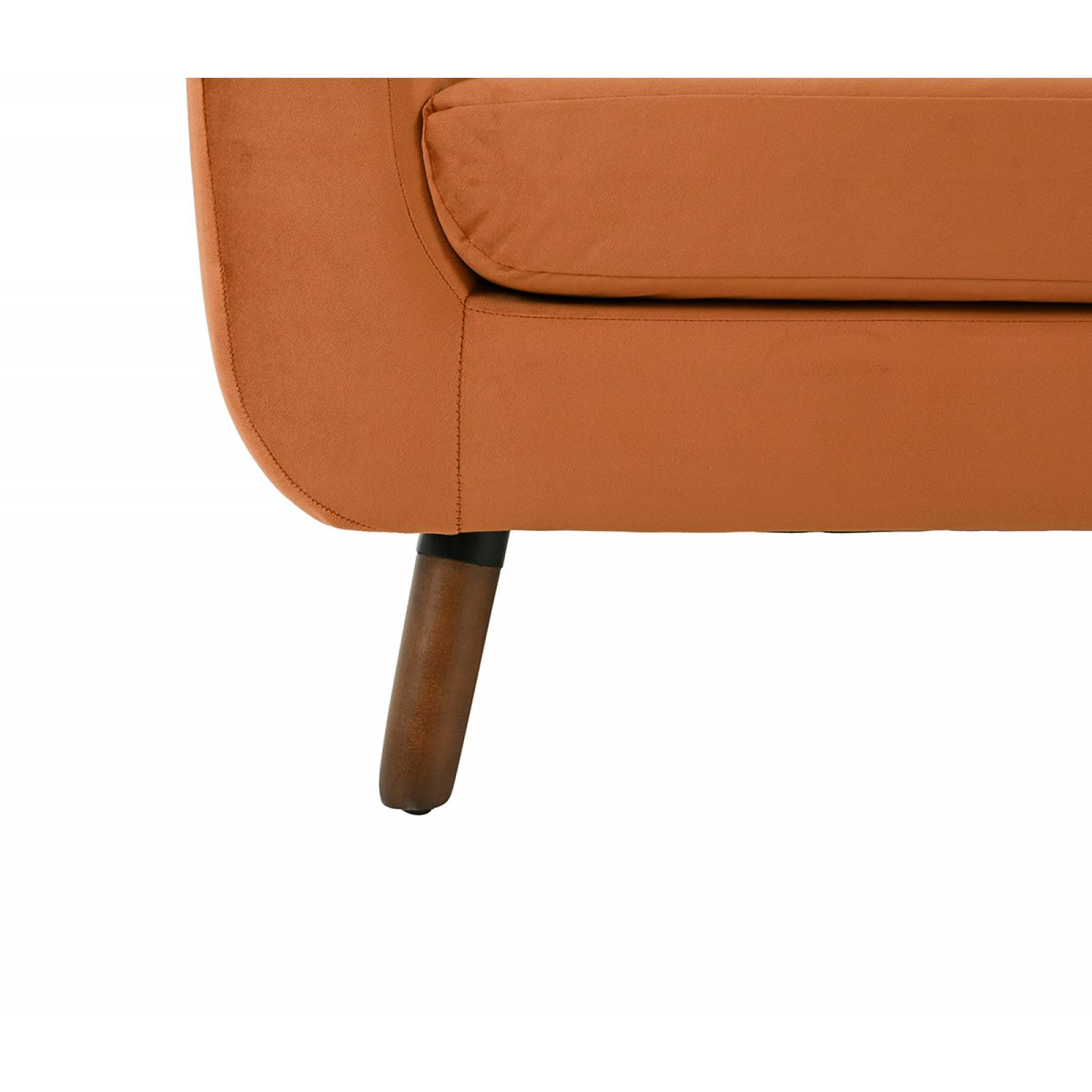 Sillón Jitotol terciopelo pata Nogal   Naranja