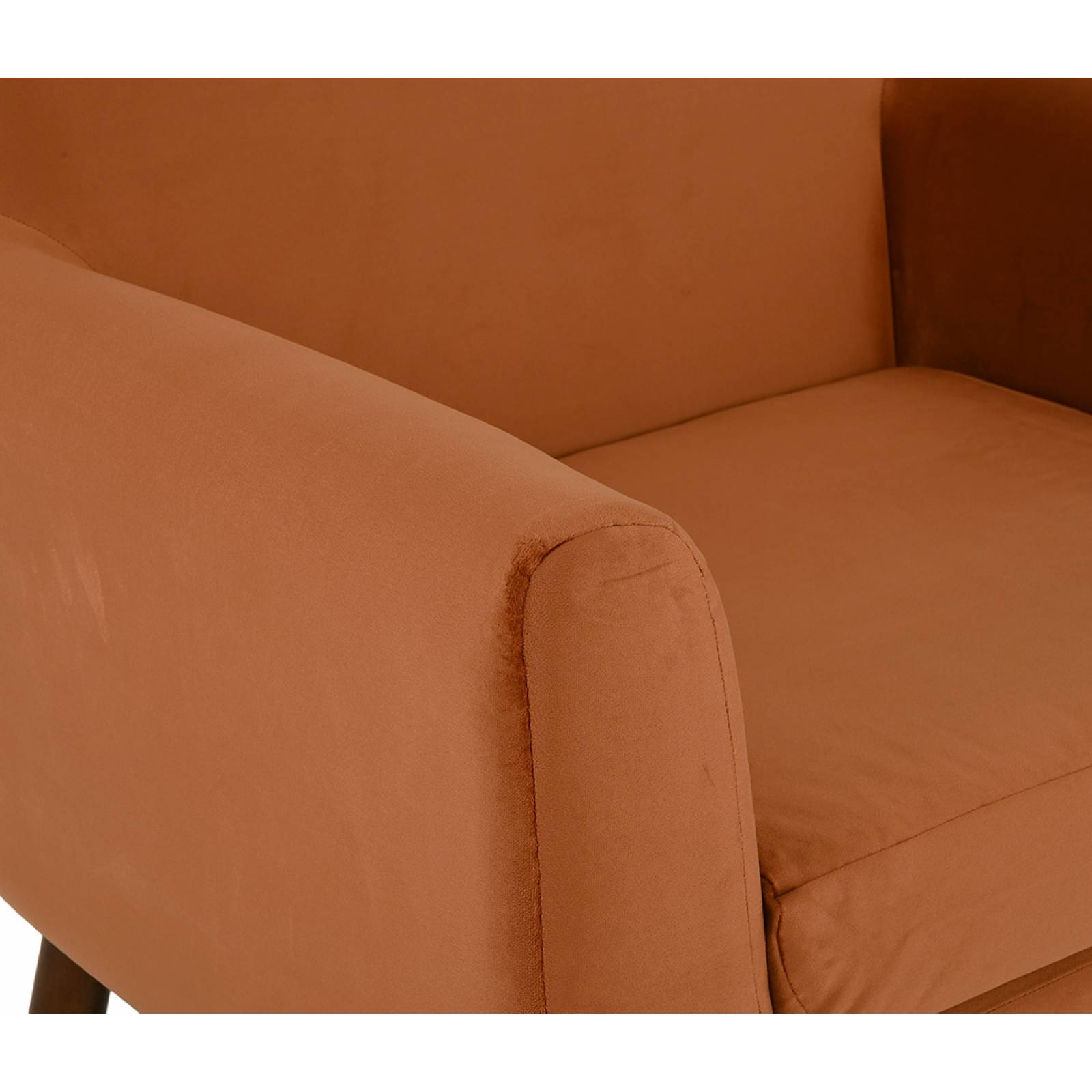 Sillón Jitotol terciopelo pata Nogal   Naranja