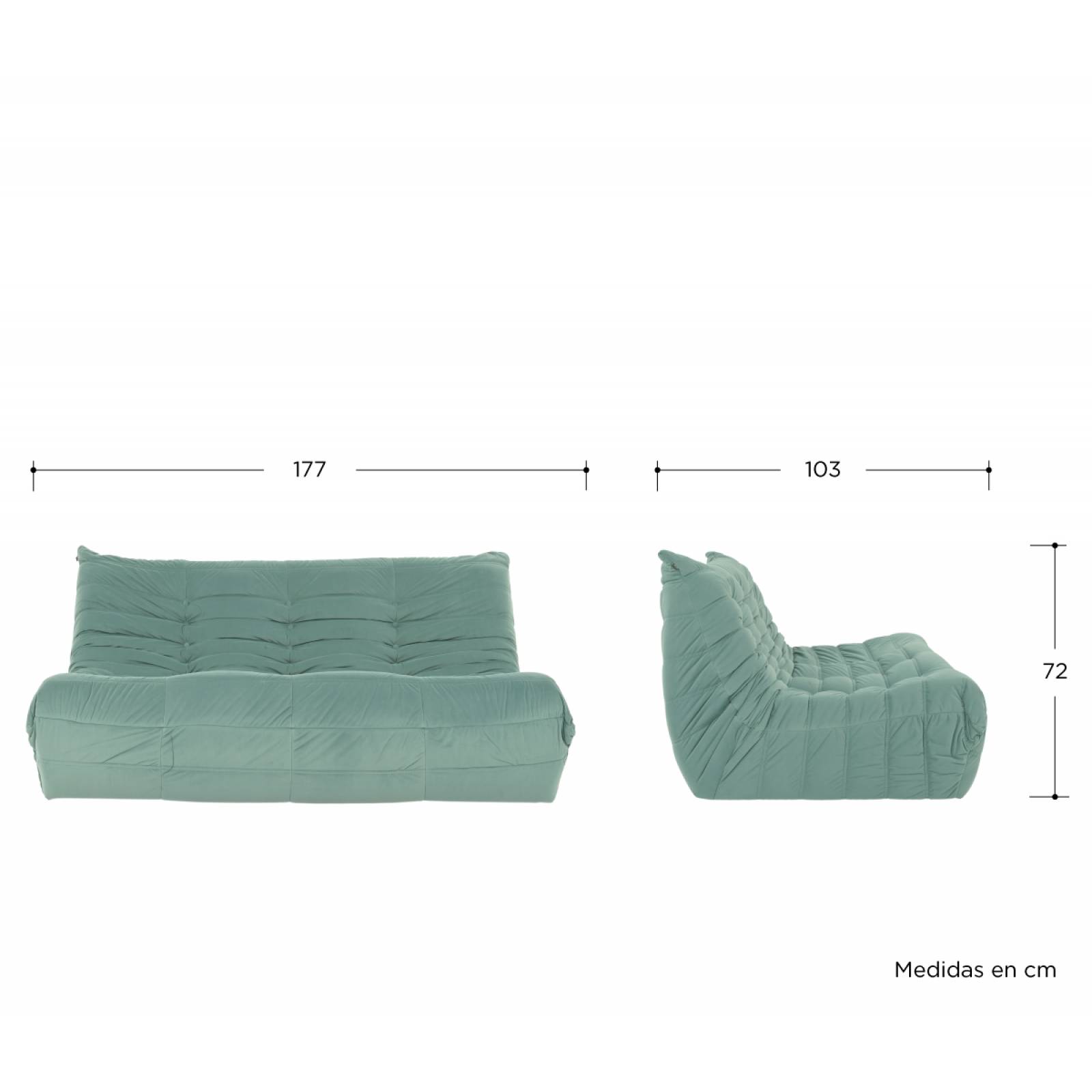 Sofá 3 cuerpos réplica Togo   Verde claro