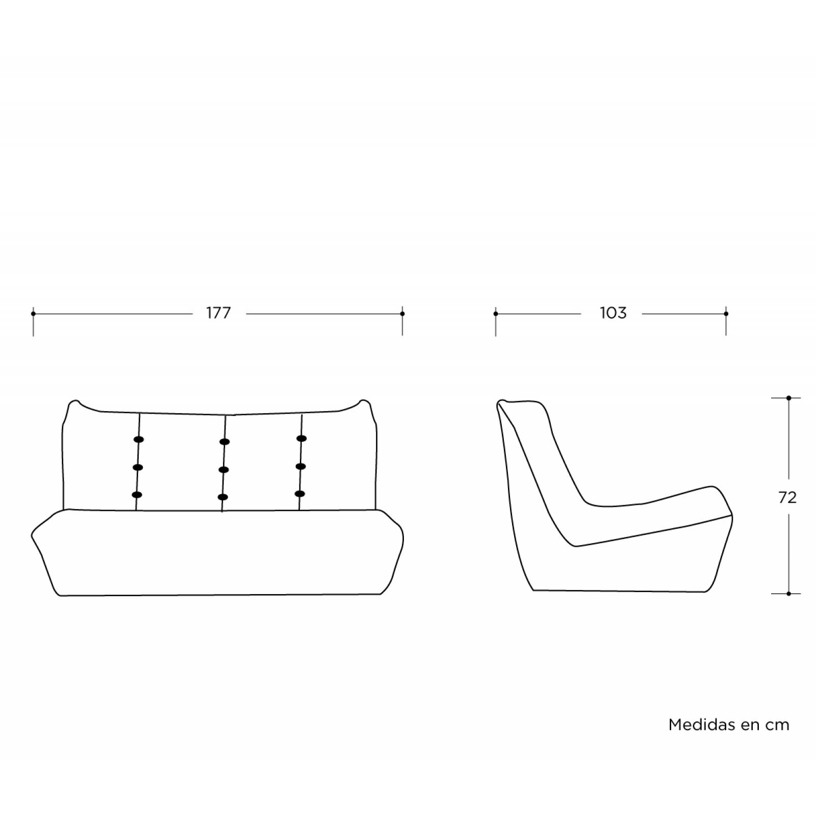 Sofá 3 cuerpos réplica Togo   Gris oscuro