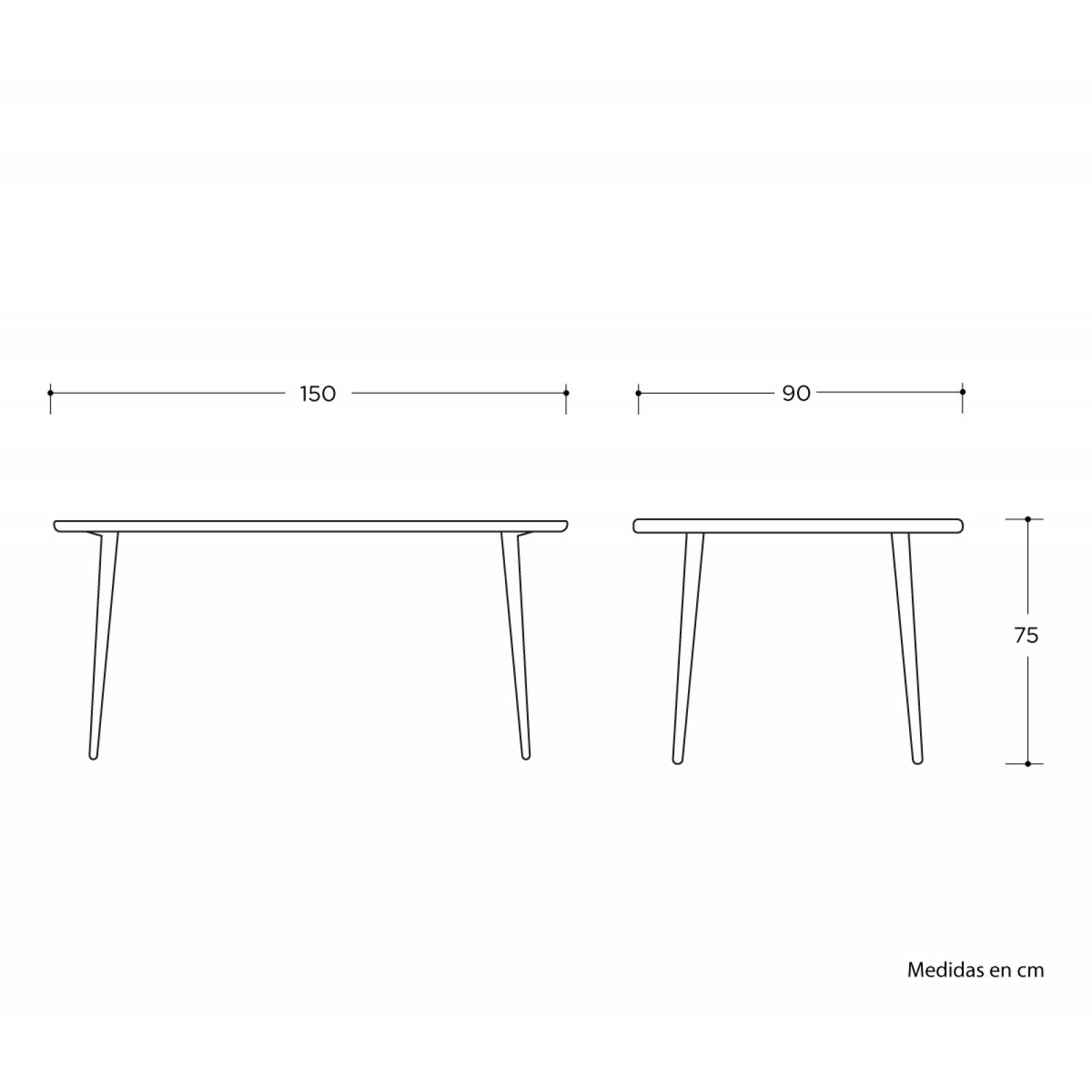 Mesa de comedor Sopra 150 cm pata negra Negro