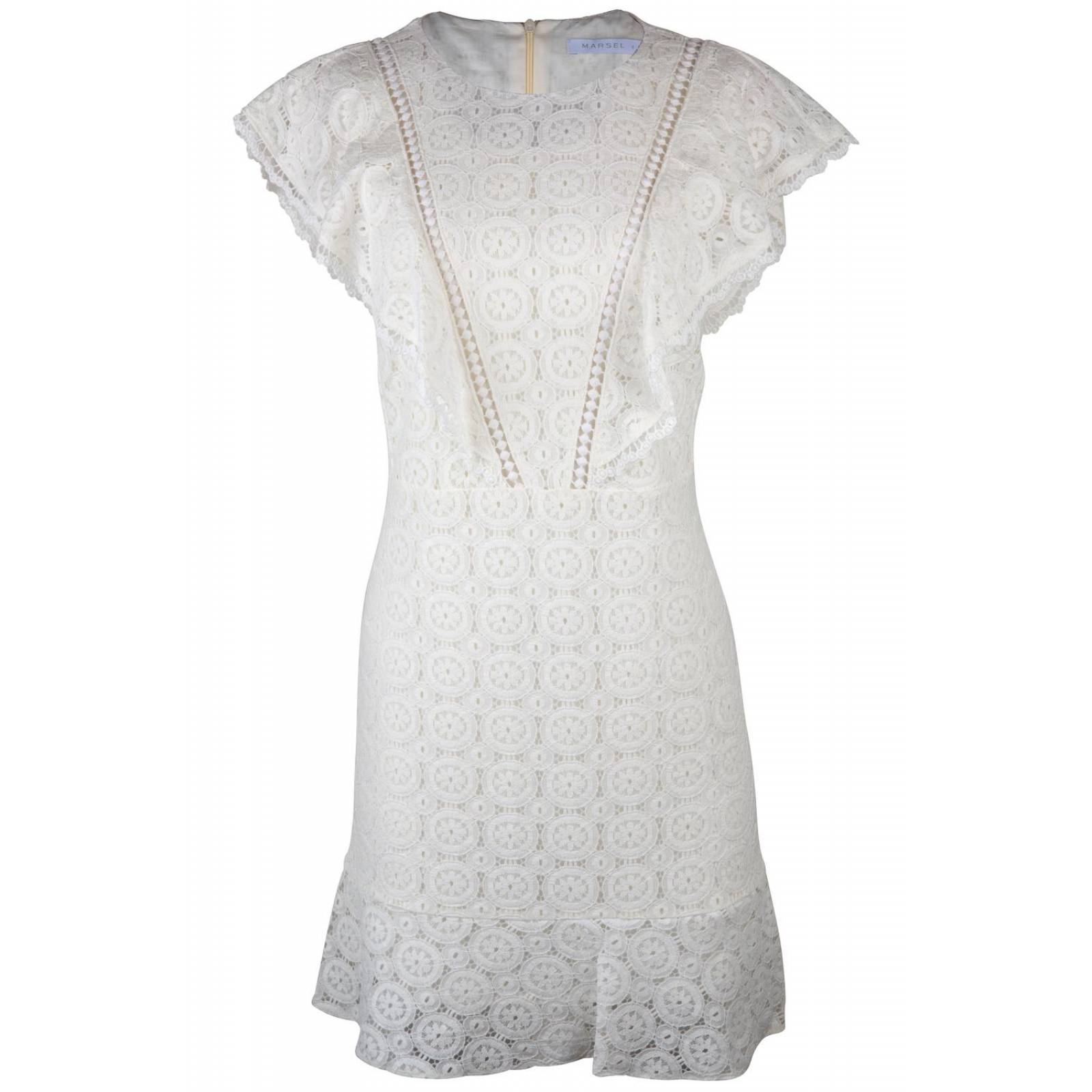 VESTIDO CORTO ESCAROLAS DEL. OLAN RUEDO HU 04 