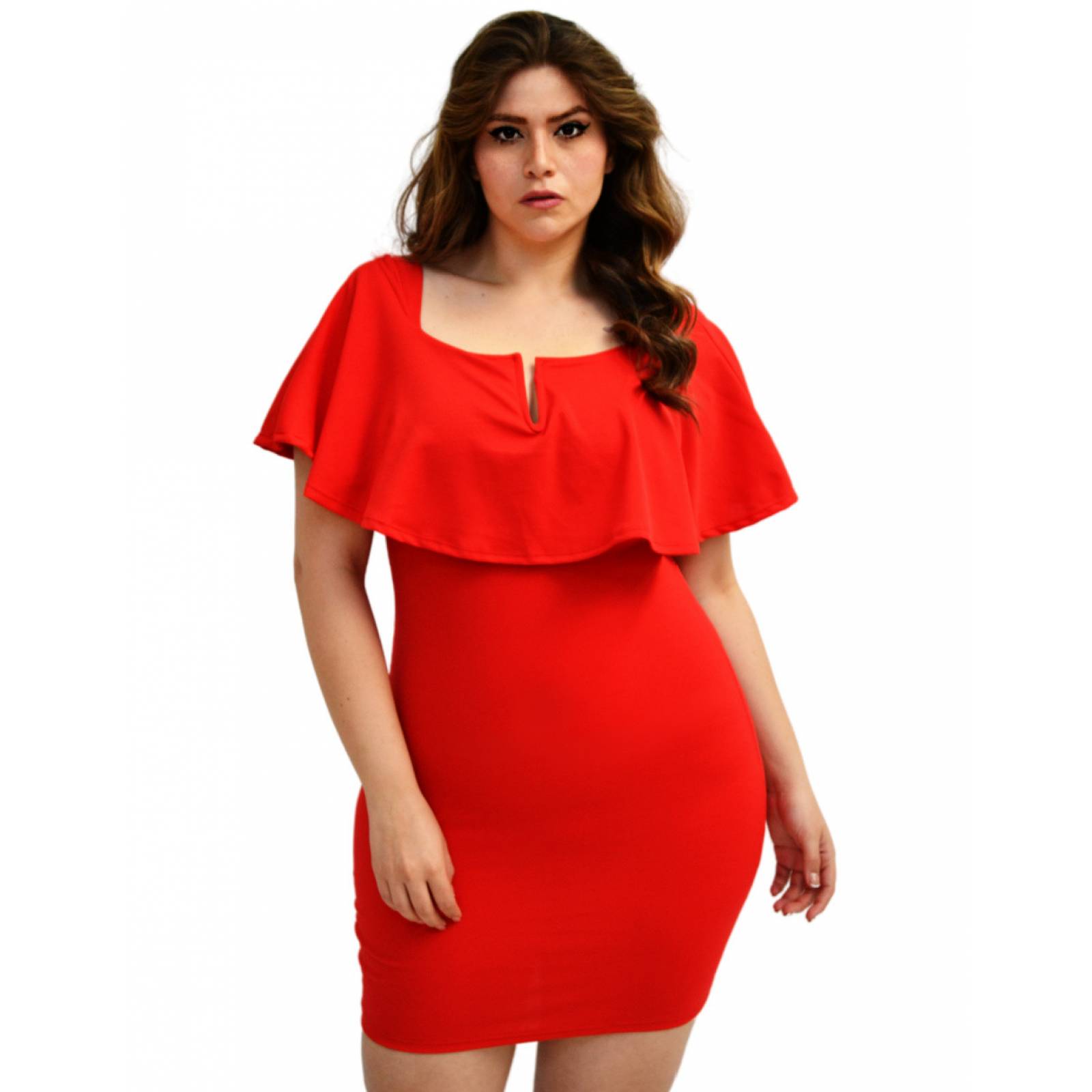 Vestido Roman Fashion escote barco en talla extra para dama 4039