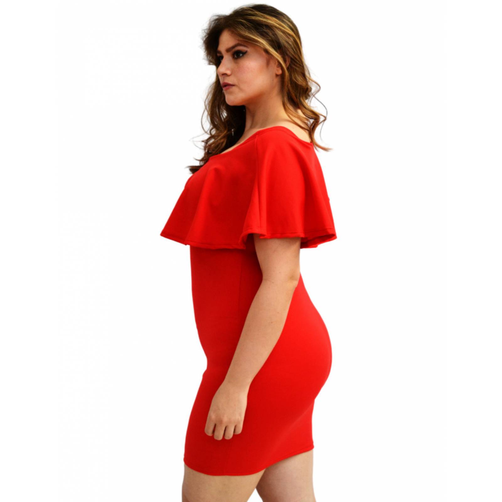 Vestido Roman Fashion escote barco en talla extra para dama 4039