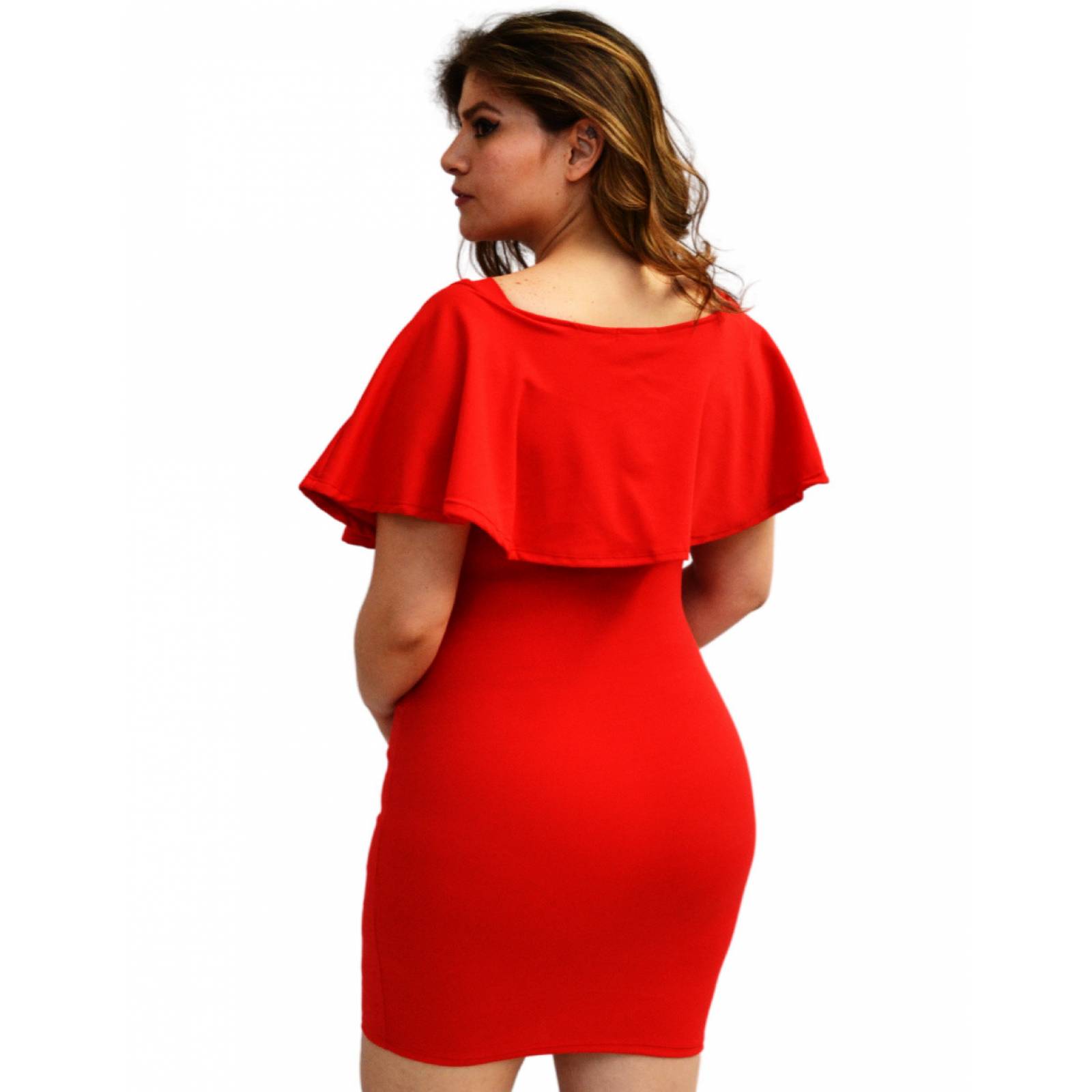 Vestido Roman Fashion escote barco en talla extra para dama 4039