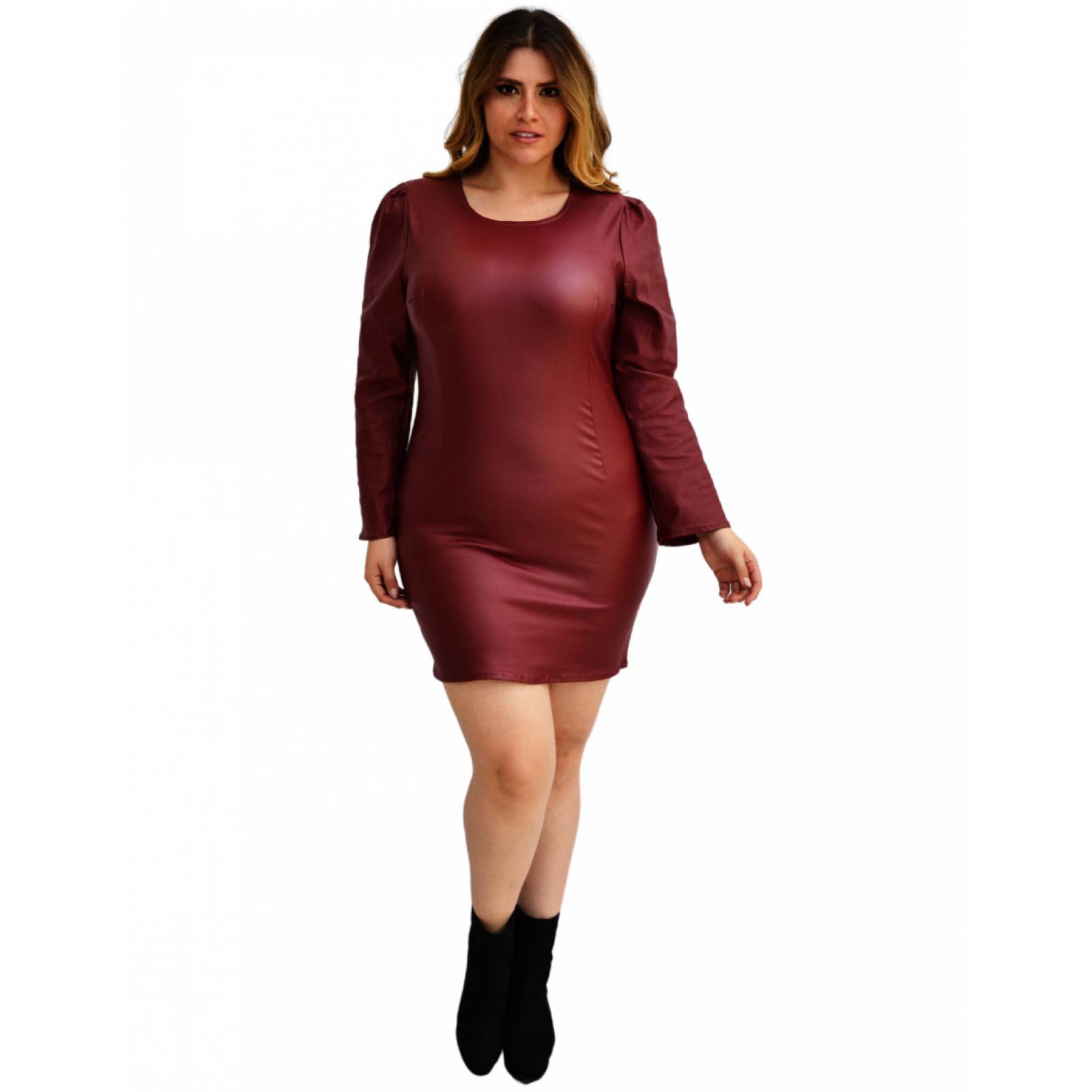 Vestido corto de vinipiel Roman Fashion en tallas extras para mujer 2731.