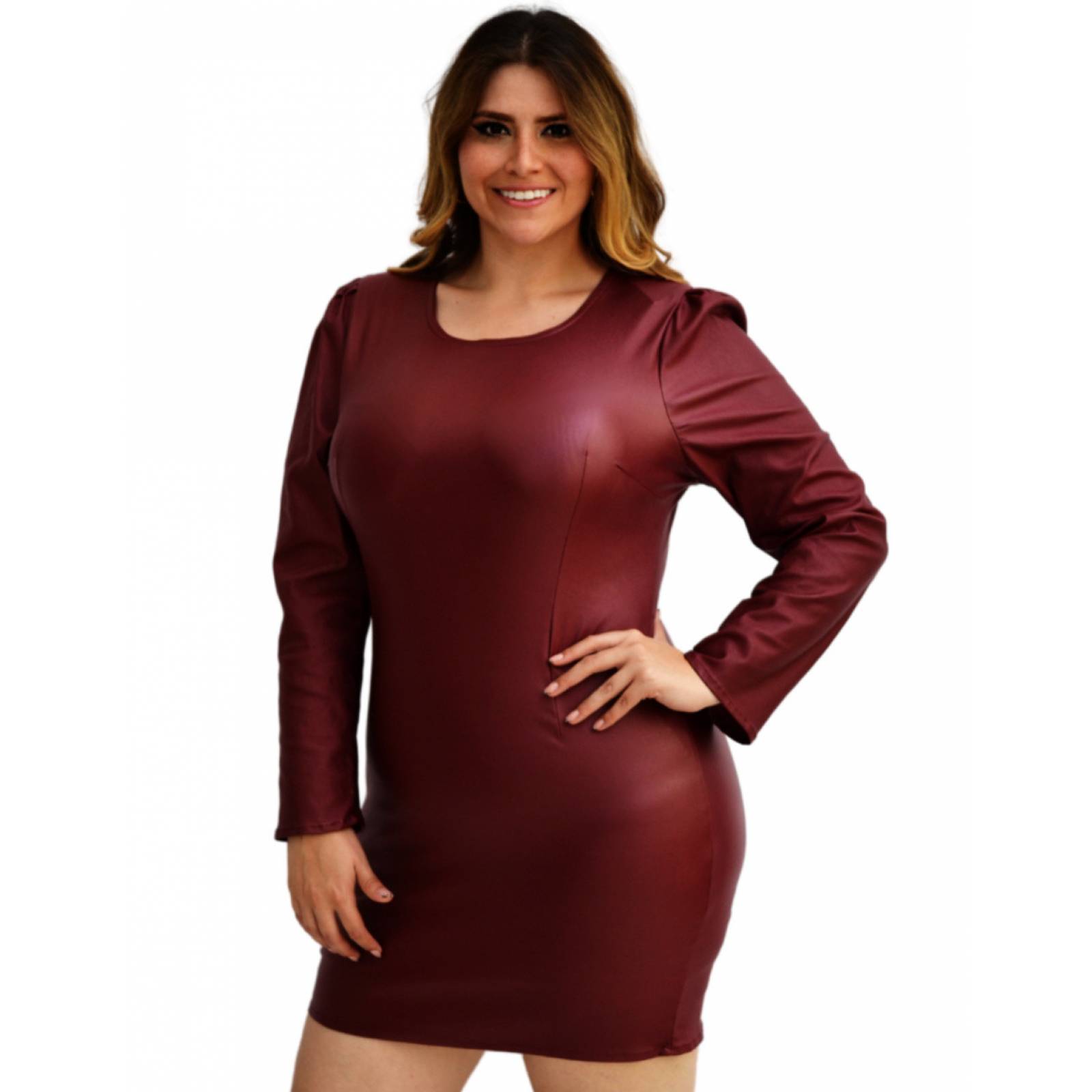 Vestido corto de vinipiel Roman Fashion en tallas extras para mujer 2731.