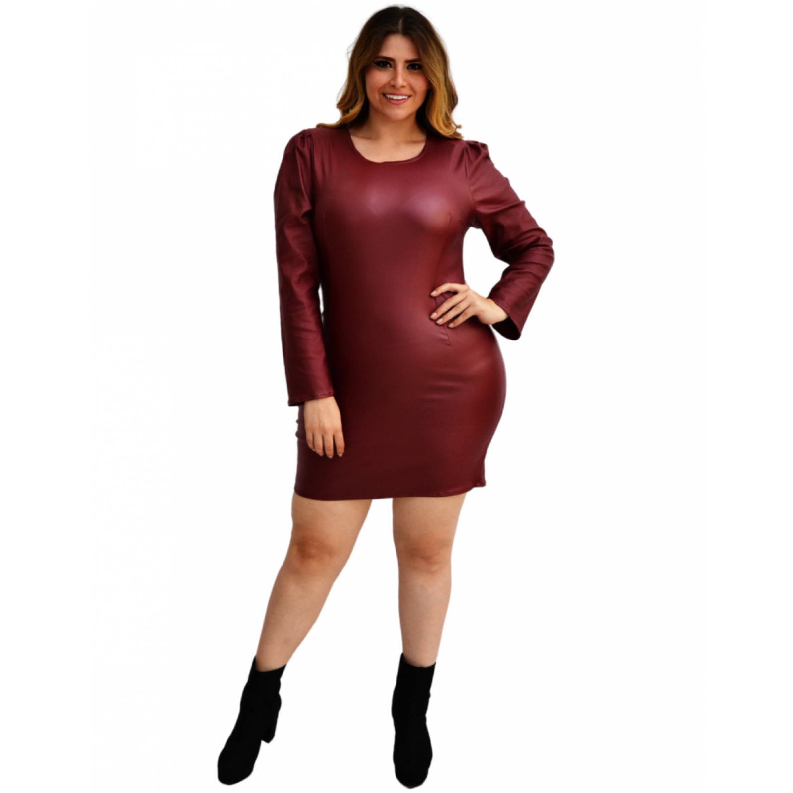 Vestido corto de vinipiel Roman Fashion en tallas extras para mujer 2731.