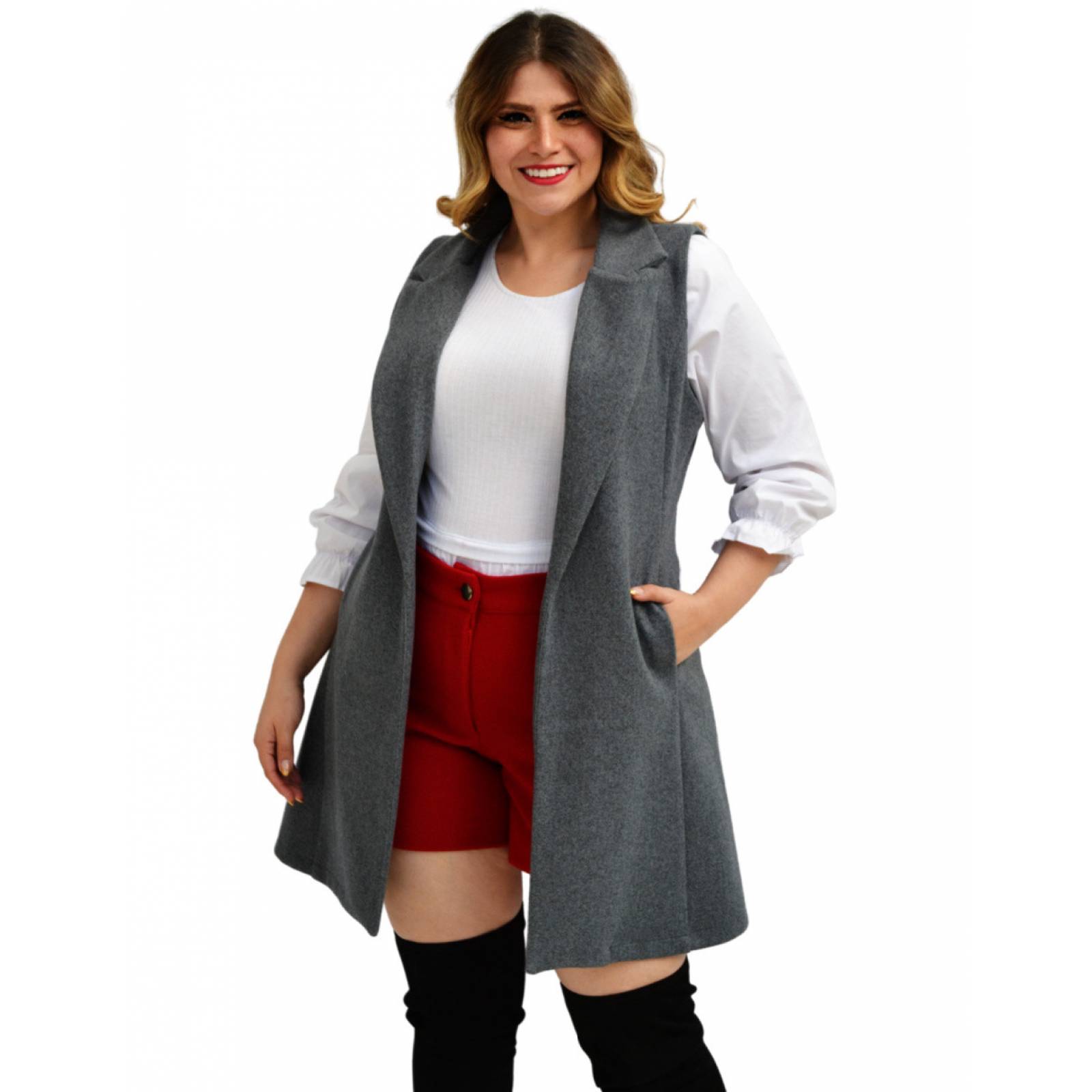 Abrigo Roman Fashion tipo chaleco en tallas extras para mujer 4507