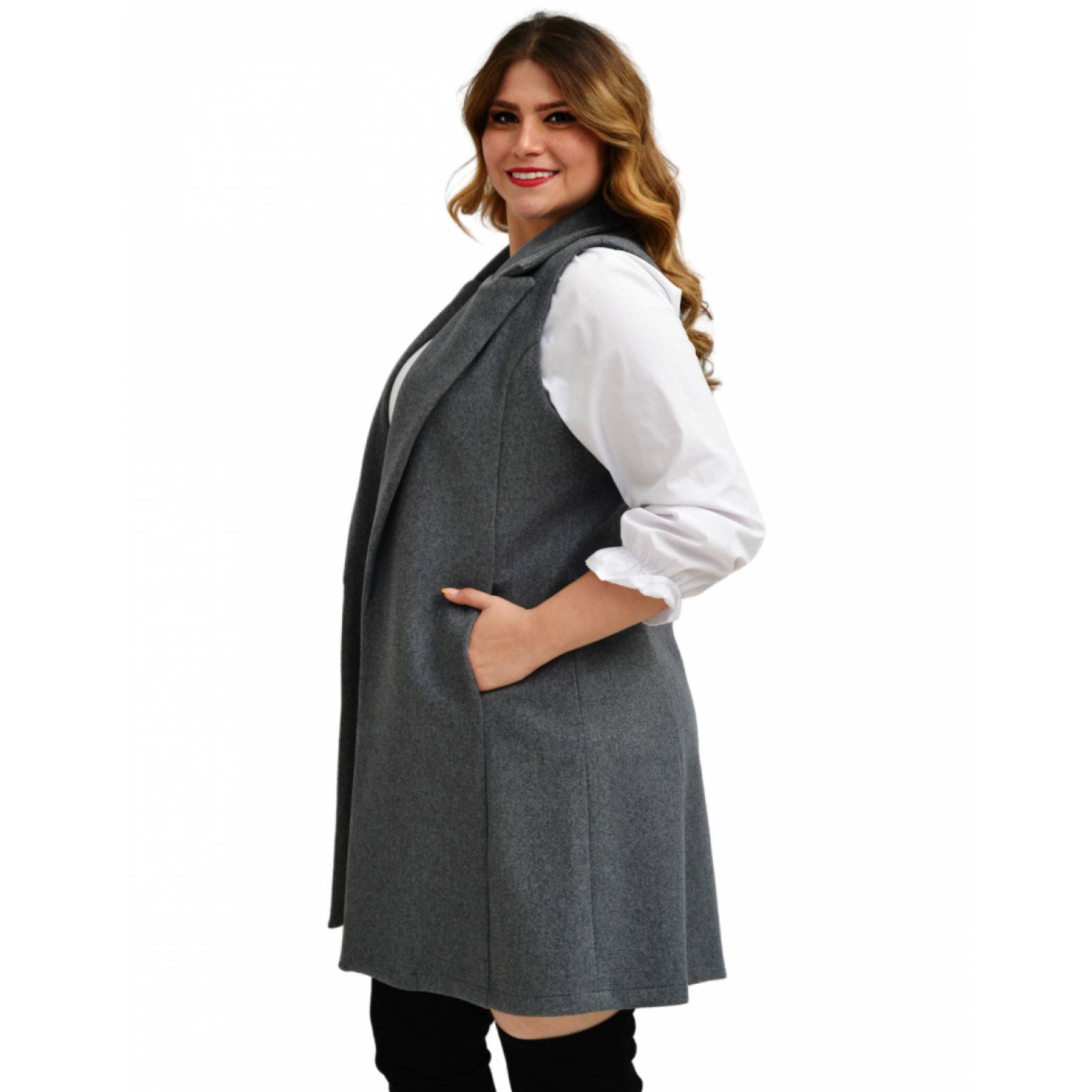 Abrigo Roman Fashion tipo chaleco en tallas extras para mujer 4507