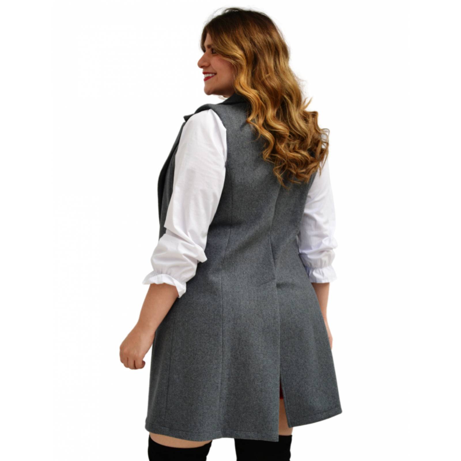 Abrigo Roman Fashion tipo chaleco en tallas extras para mujer 4507