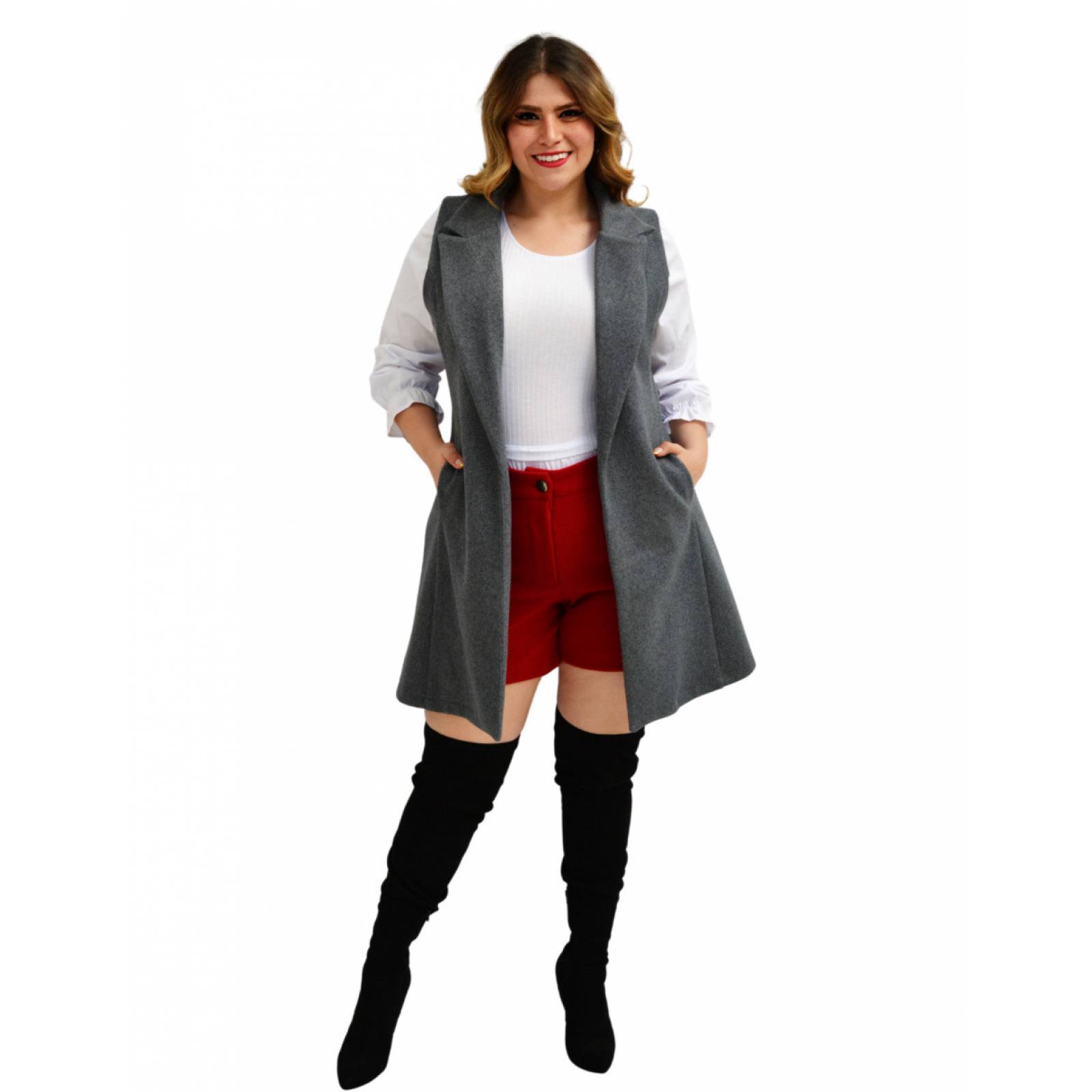 Abrigo Roman Fashion tipo chaleco en tallas extras para mujer 4507