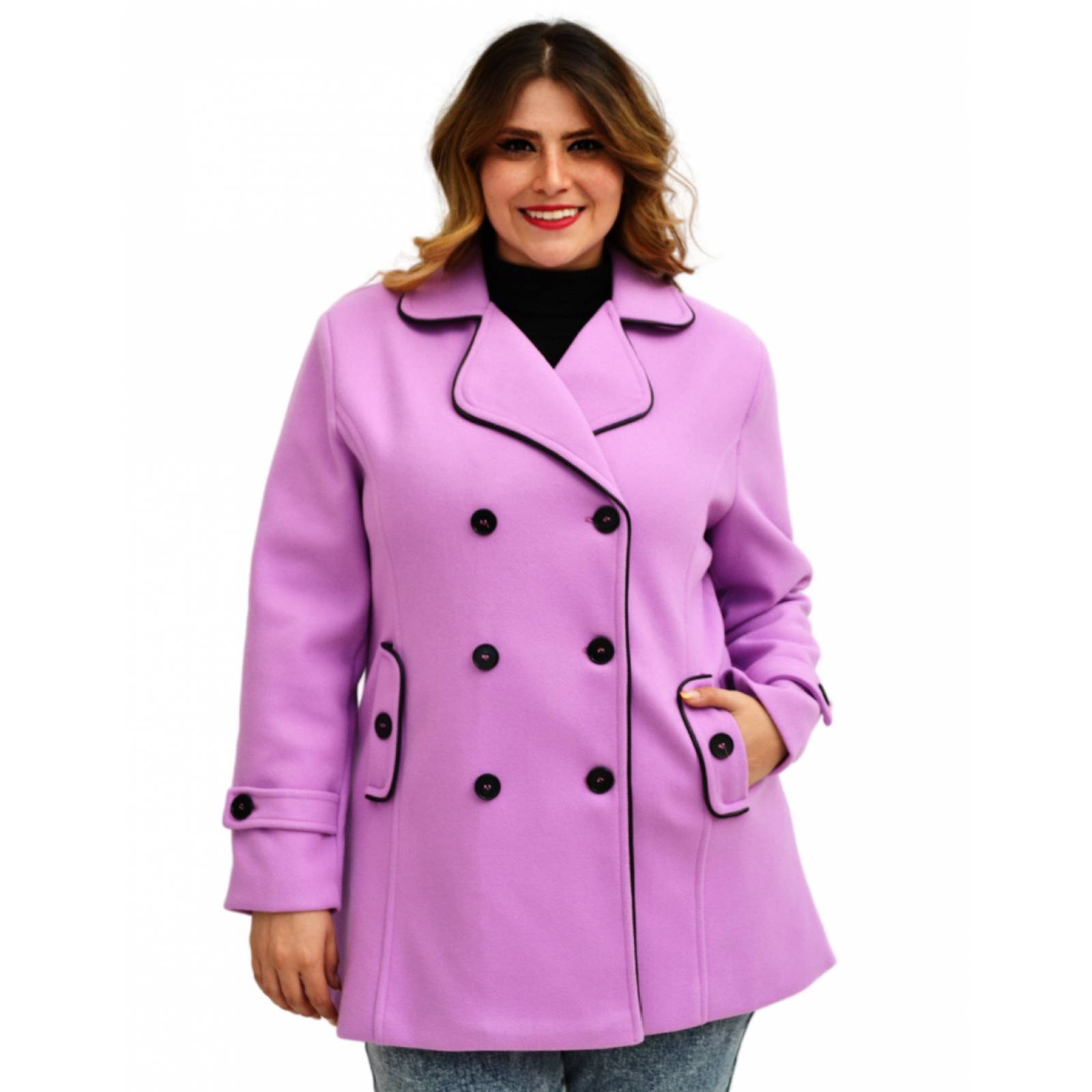 Abrigo Roman Fashion en línea A, talla extra para mujer 1540