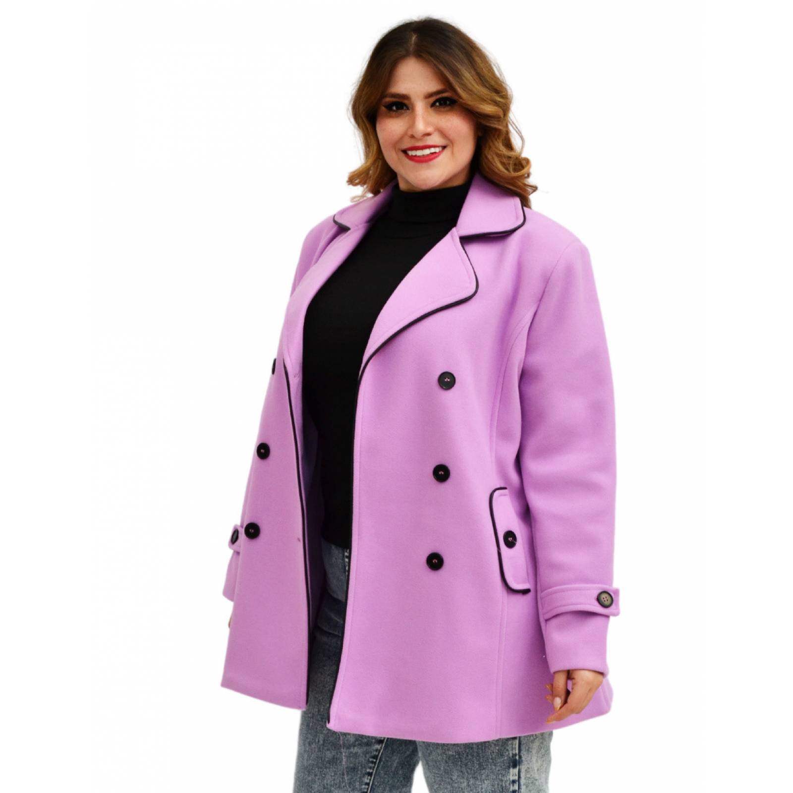Abrigo Roman Fashion en línea A, talla extra para mujer 1540