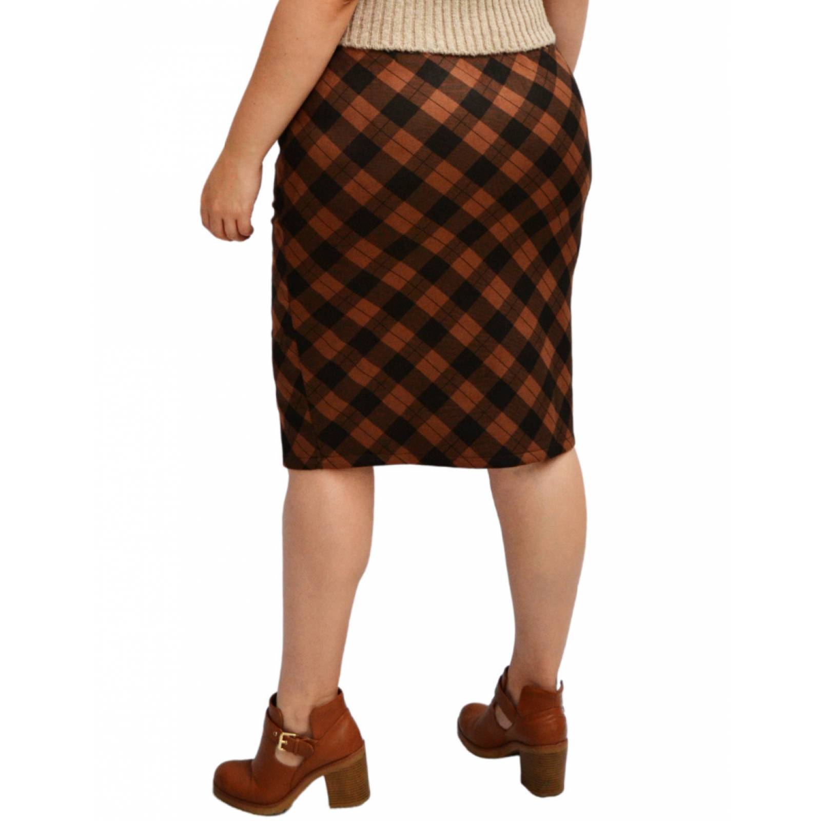 Falda midi Roman Fashion a cuadros en talla extra para mujer 5079