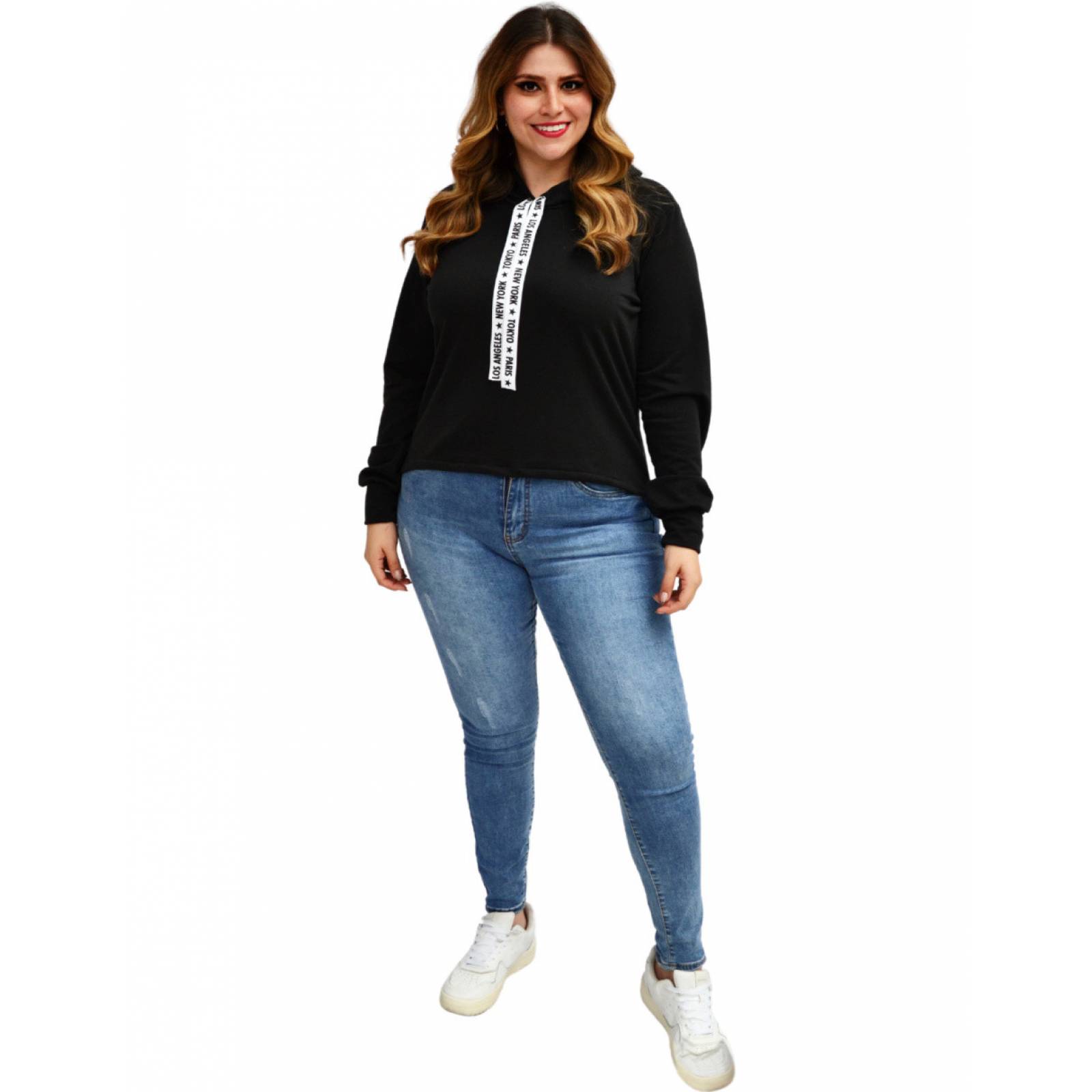 Sudadera Roman Fashion corte asimétrico en talla extra modelo 8027