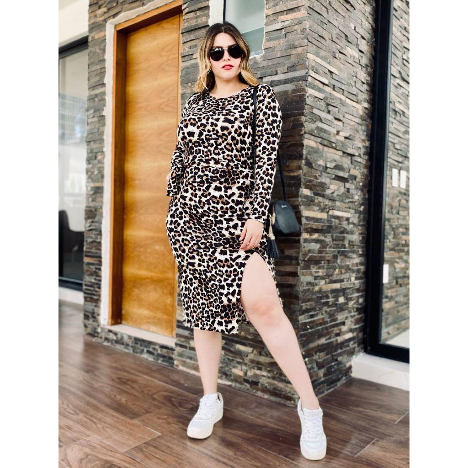 Vestido Print con Abertura 4259 TALLA EXTRA CURVY 