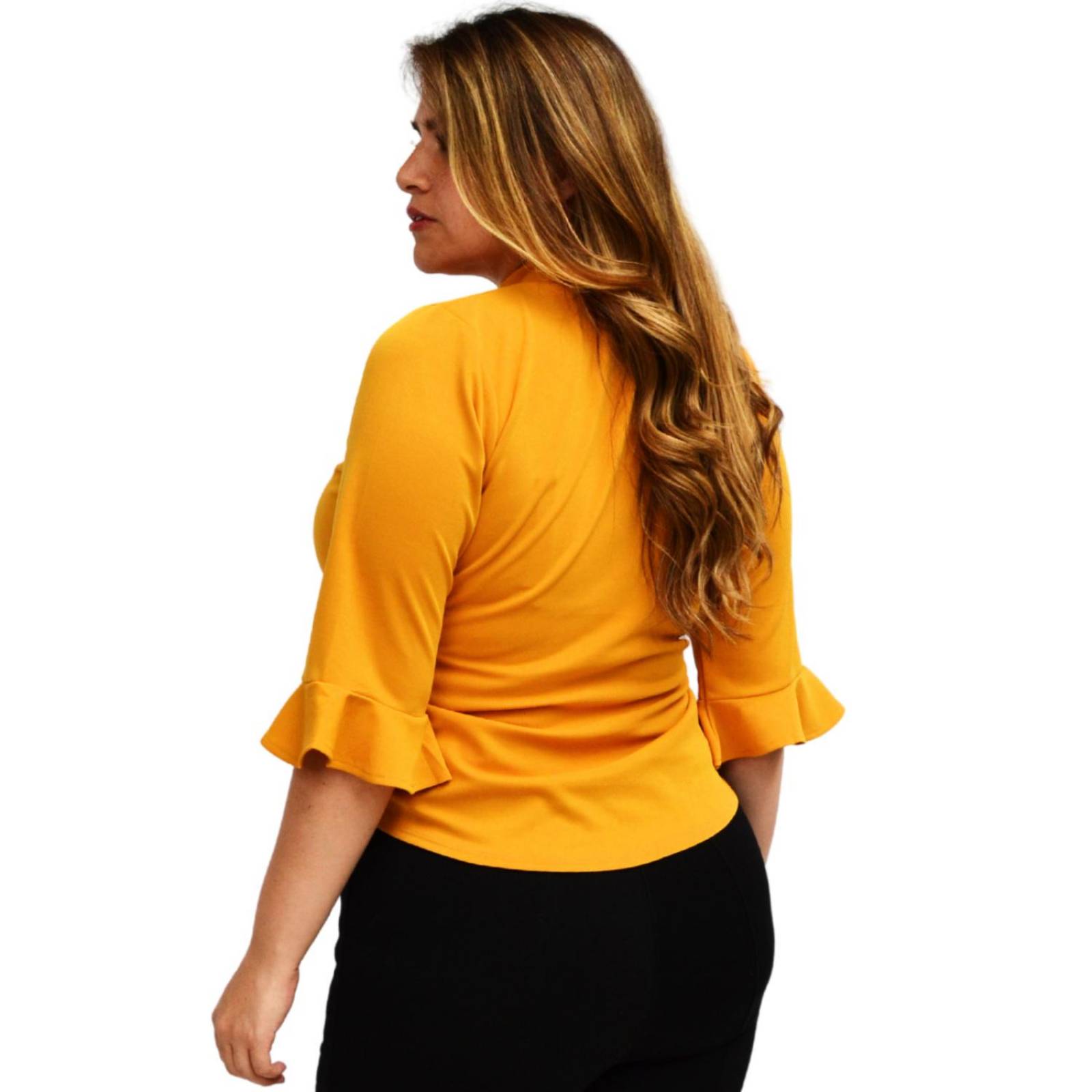 Blusa formal en talla extra, modelo 012 (mostaza)