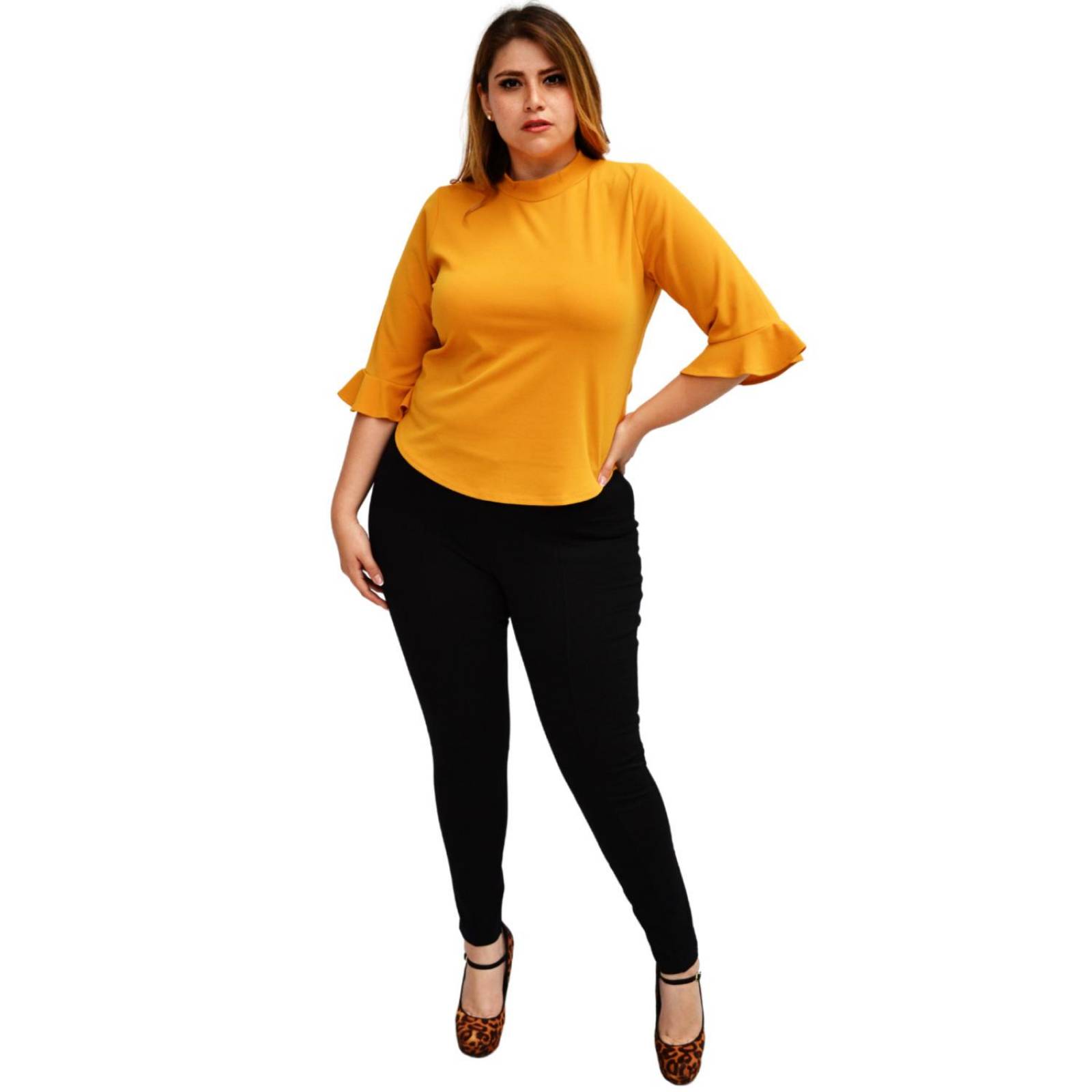 Blusa formal en talla extra, modelo 012 (mostaza)