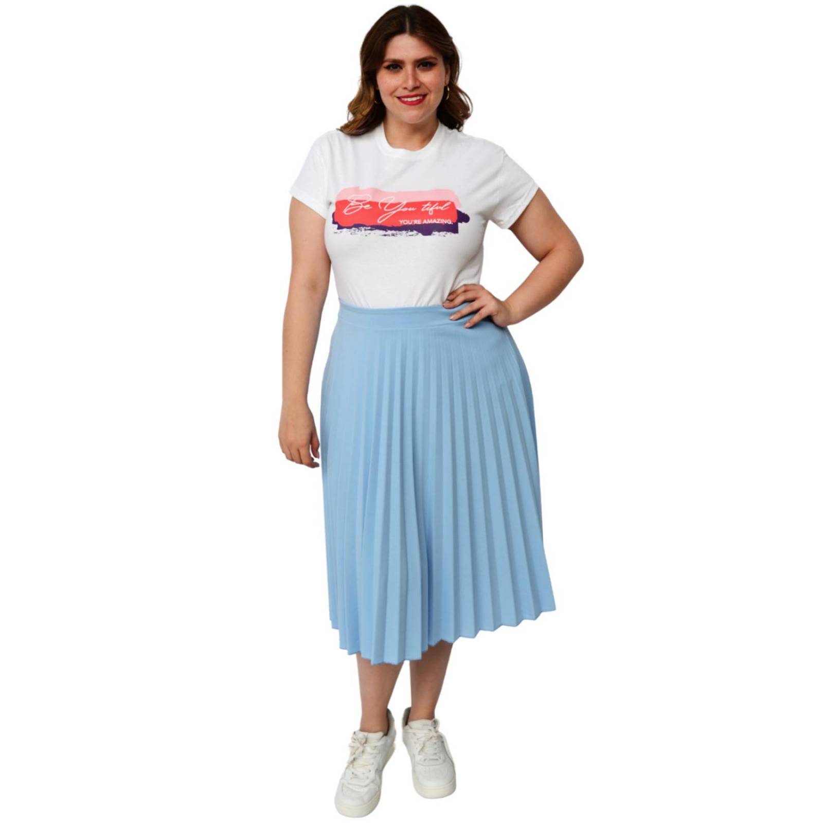 Falda plisada en talla extra, modelo 715 (azul)
