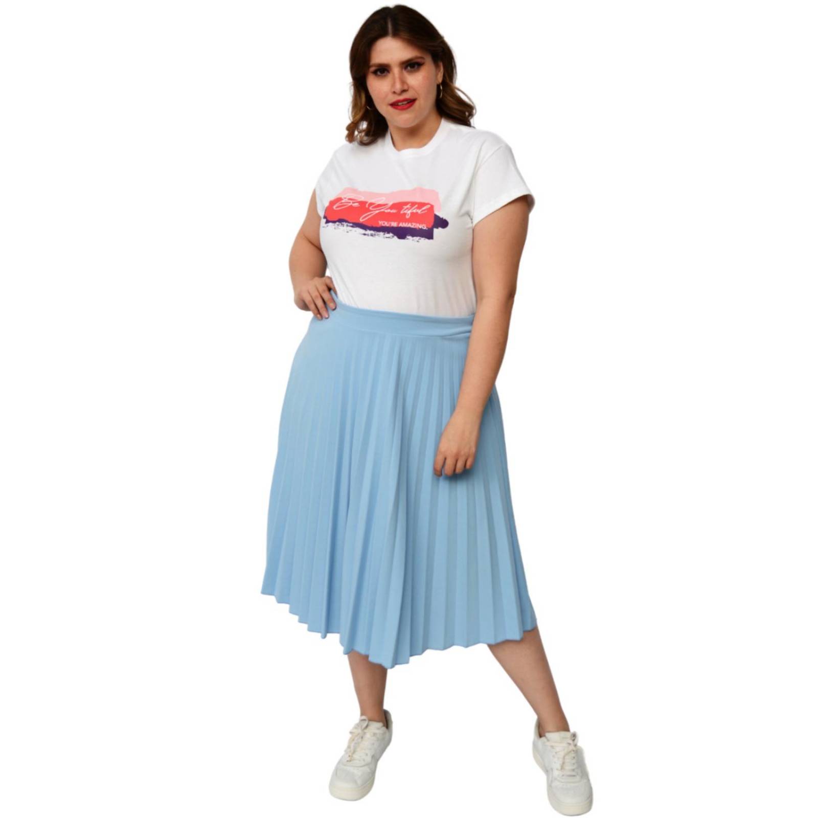 Falda plisada en talla extra, modelo 715 (azul)