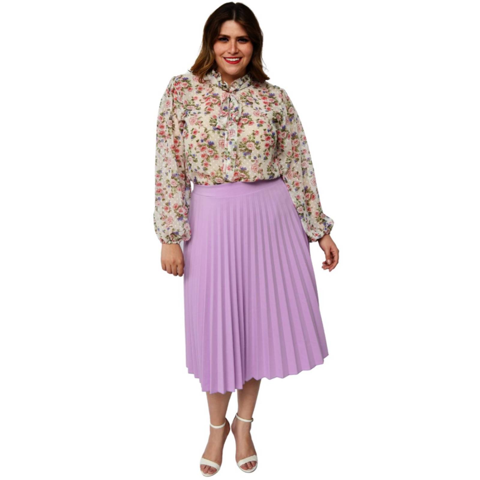 Falda plisada en talla extra, modelo 715 (lila) 