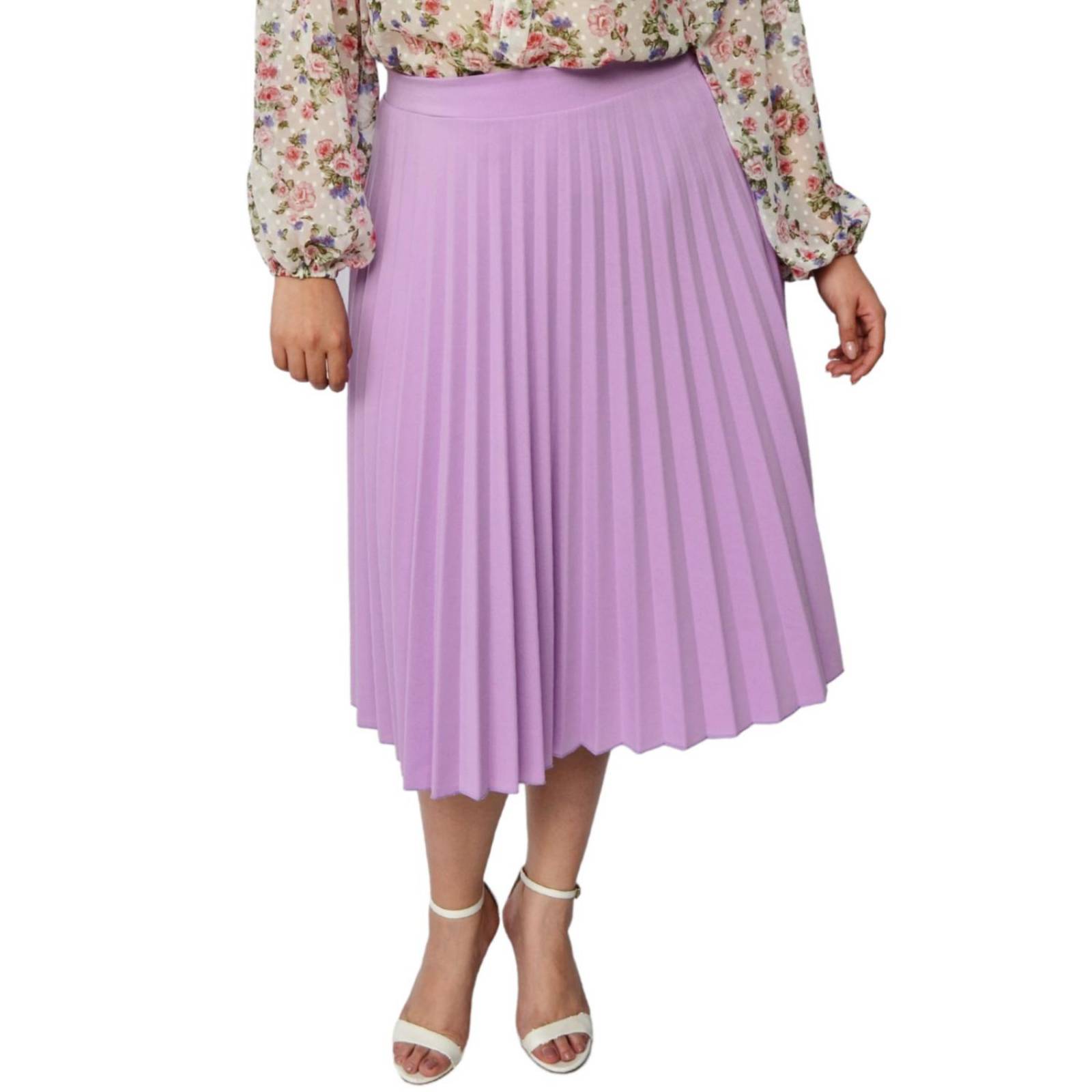 Falda plisada en talla extra, modelo 715 (lila) 