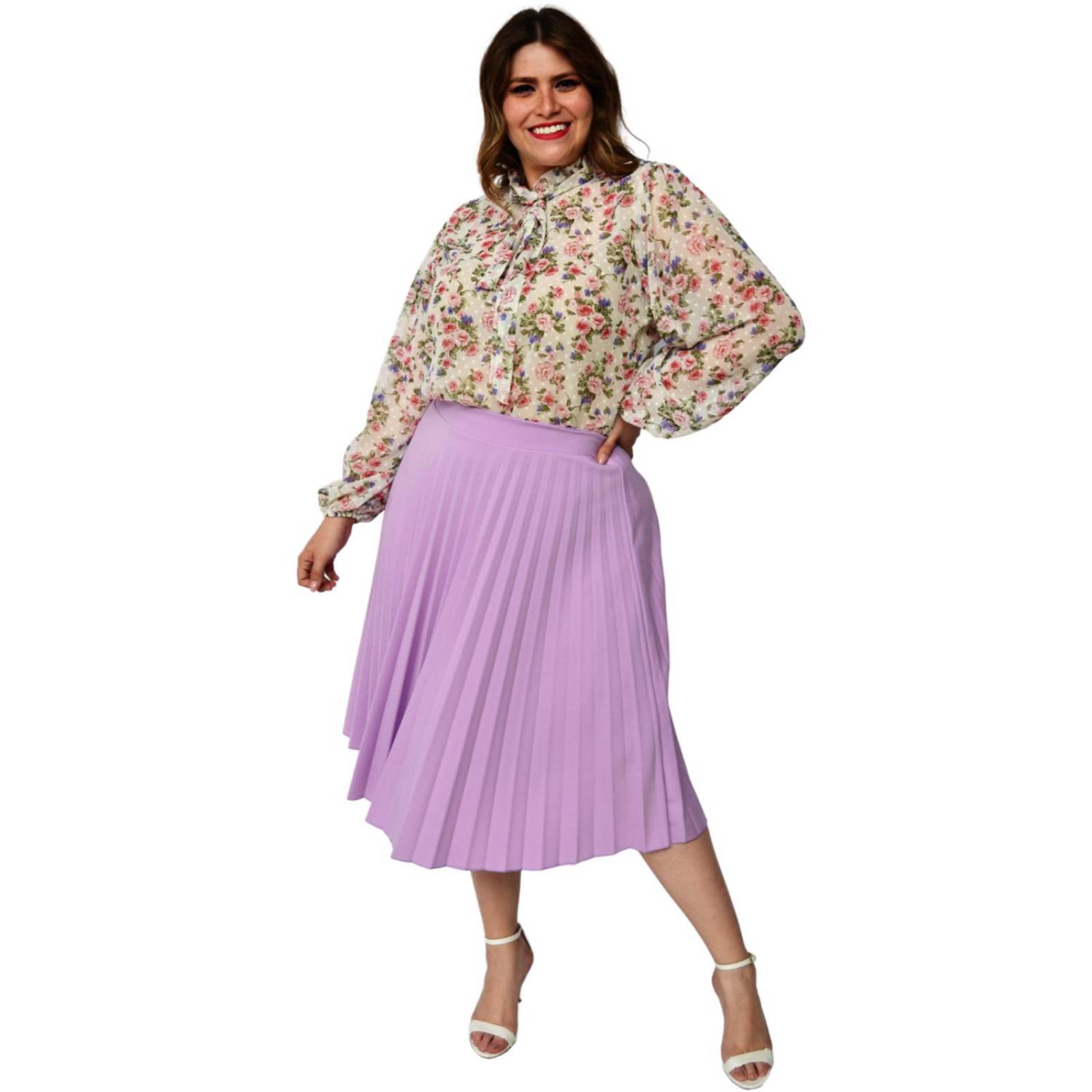 Falda plisada en talla extra, modelo 715 (lila) 
