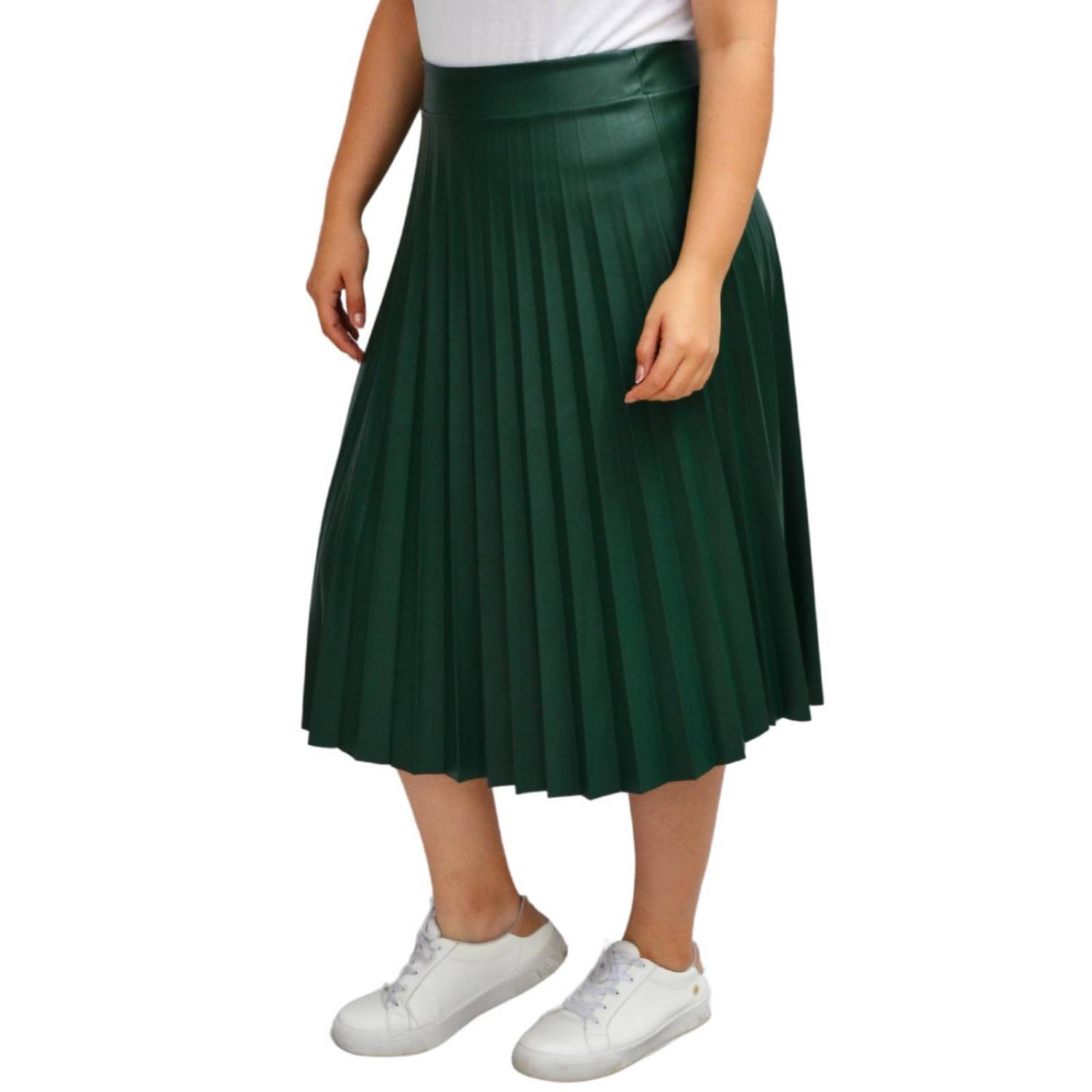 Falda Plisada de vinipiel, talla extra modelo 2711 (verde) 