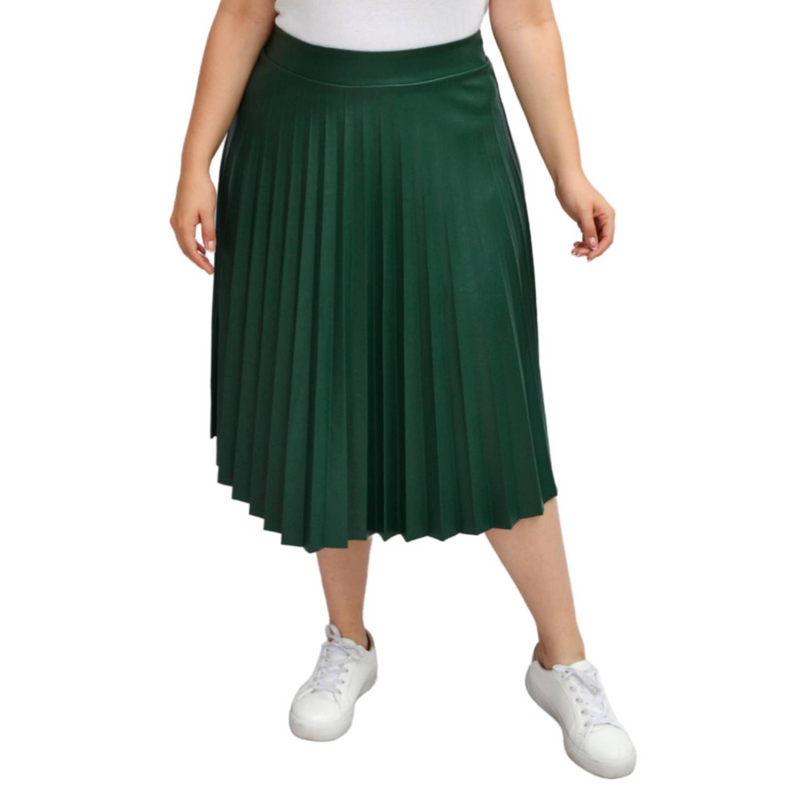 Falda Plisada de vinipiel, talla extra modelo 2711 (verde) 